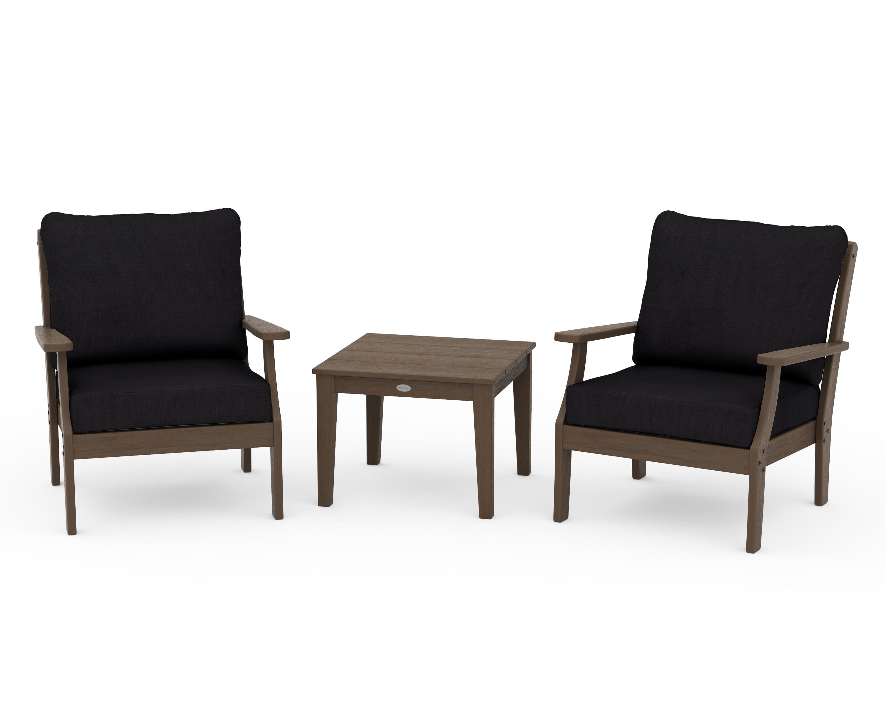 POLYWOOD Braxton 3-Piece Deep Seating Set in Kona / Midnight Linen