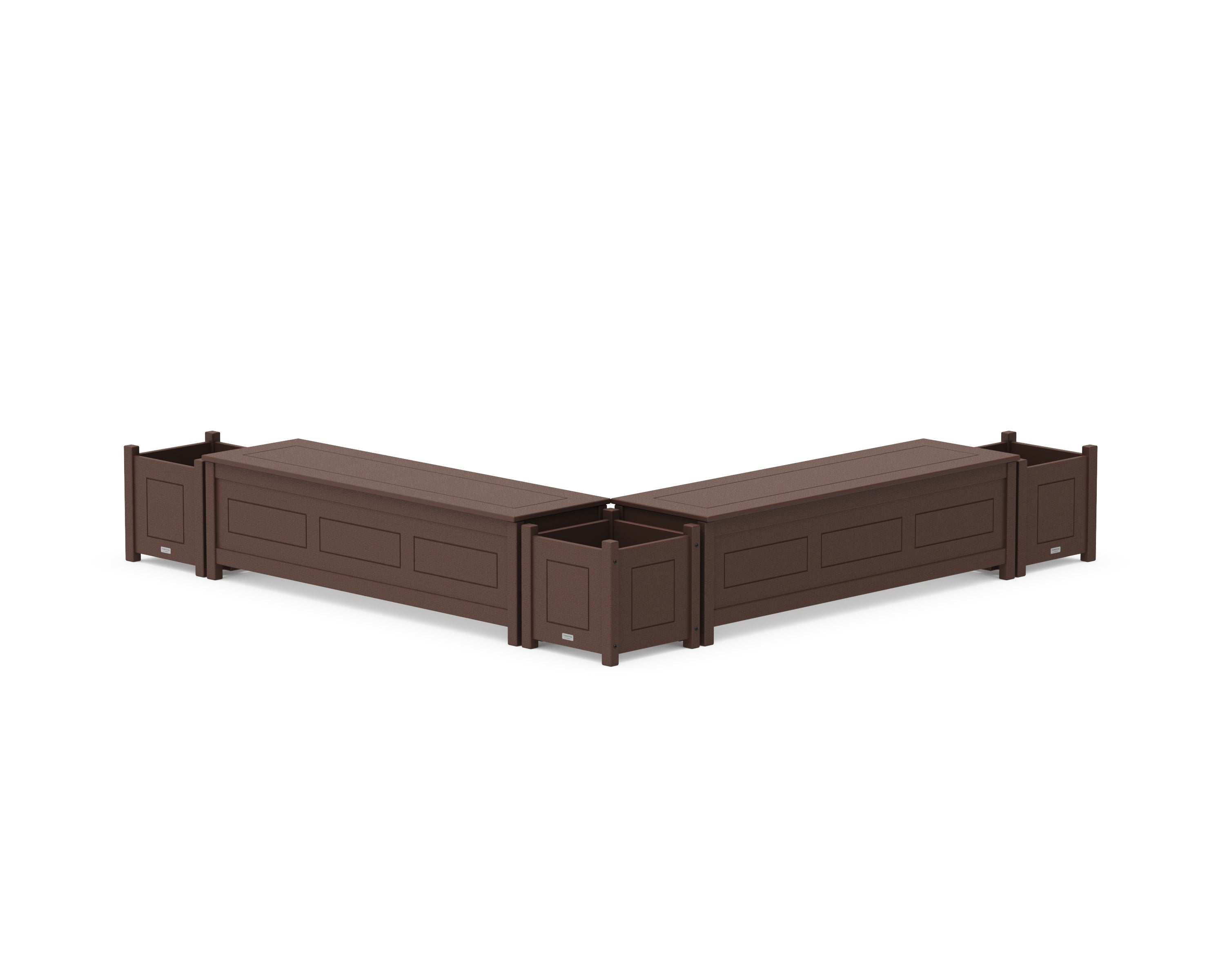 Country Living 60" Country Living L- Shaped Planter Storage Bench Corner Set in Mahogany