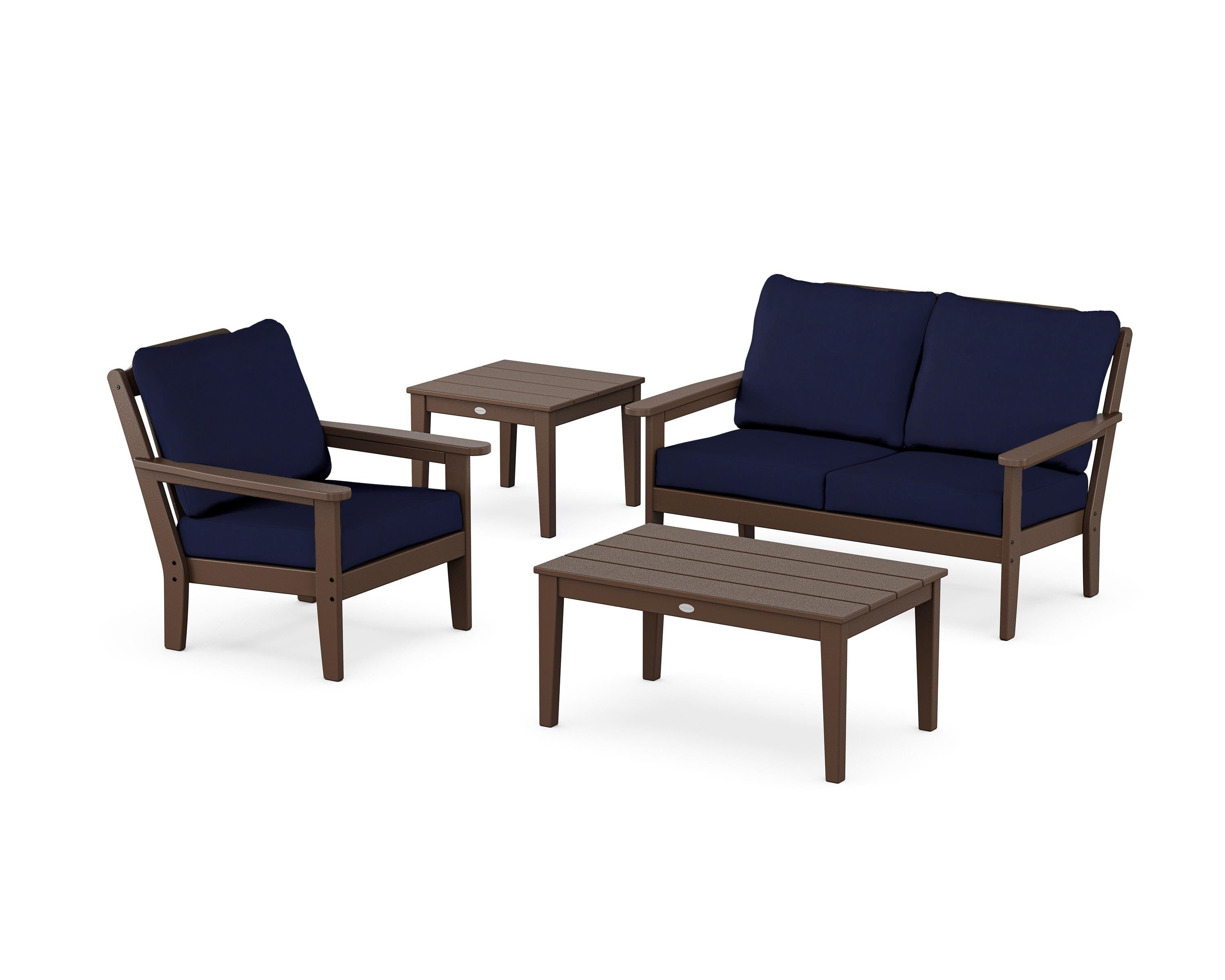 Country Living Wovendale 4-Piece Deep Seating Set in Mahogany / Navy