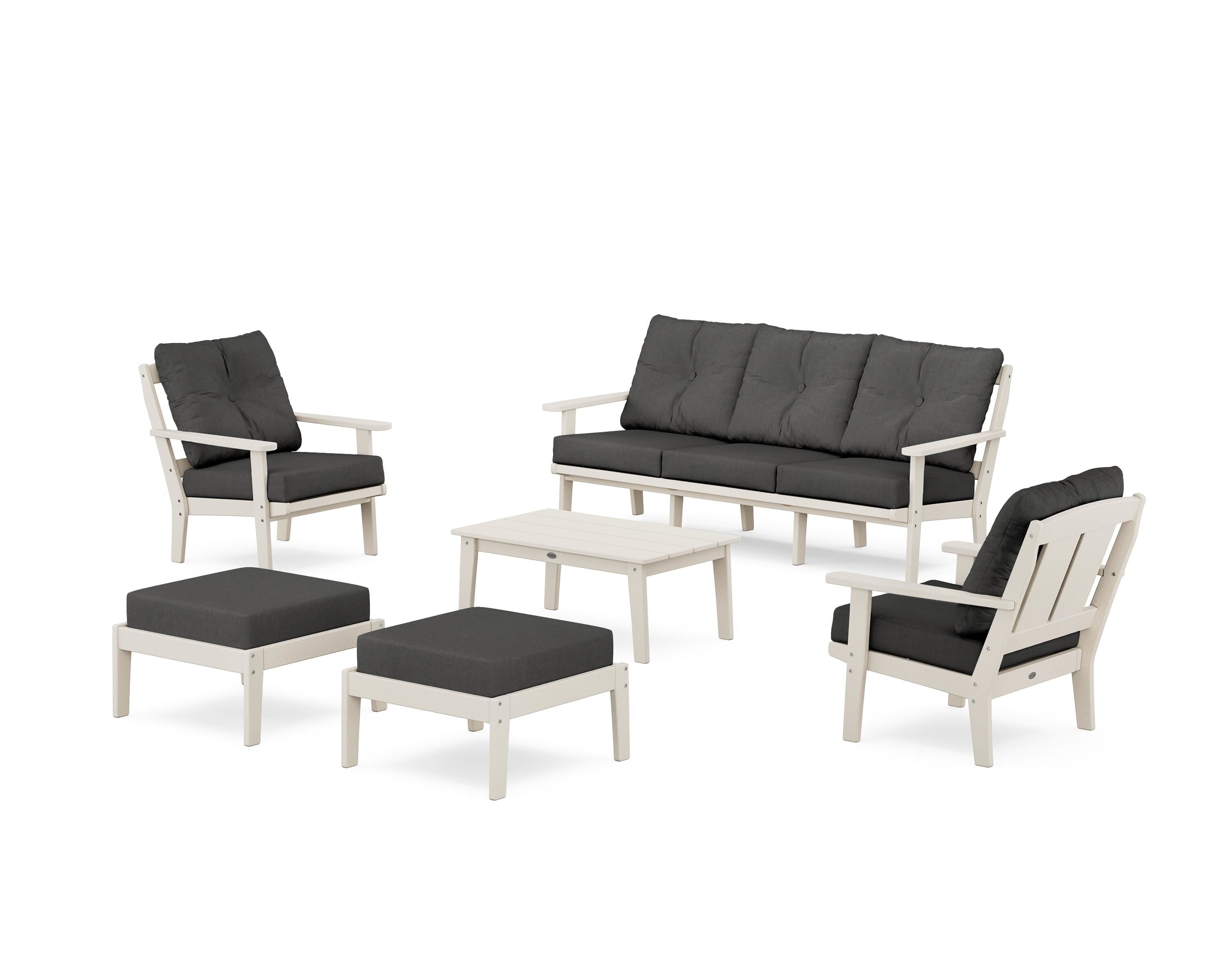 POLYWOOD Mission 6-Piece Lounge Sofa Set in Sand / Spectrum Carbon