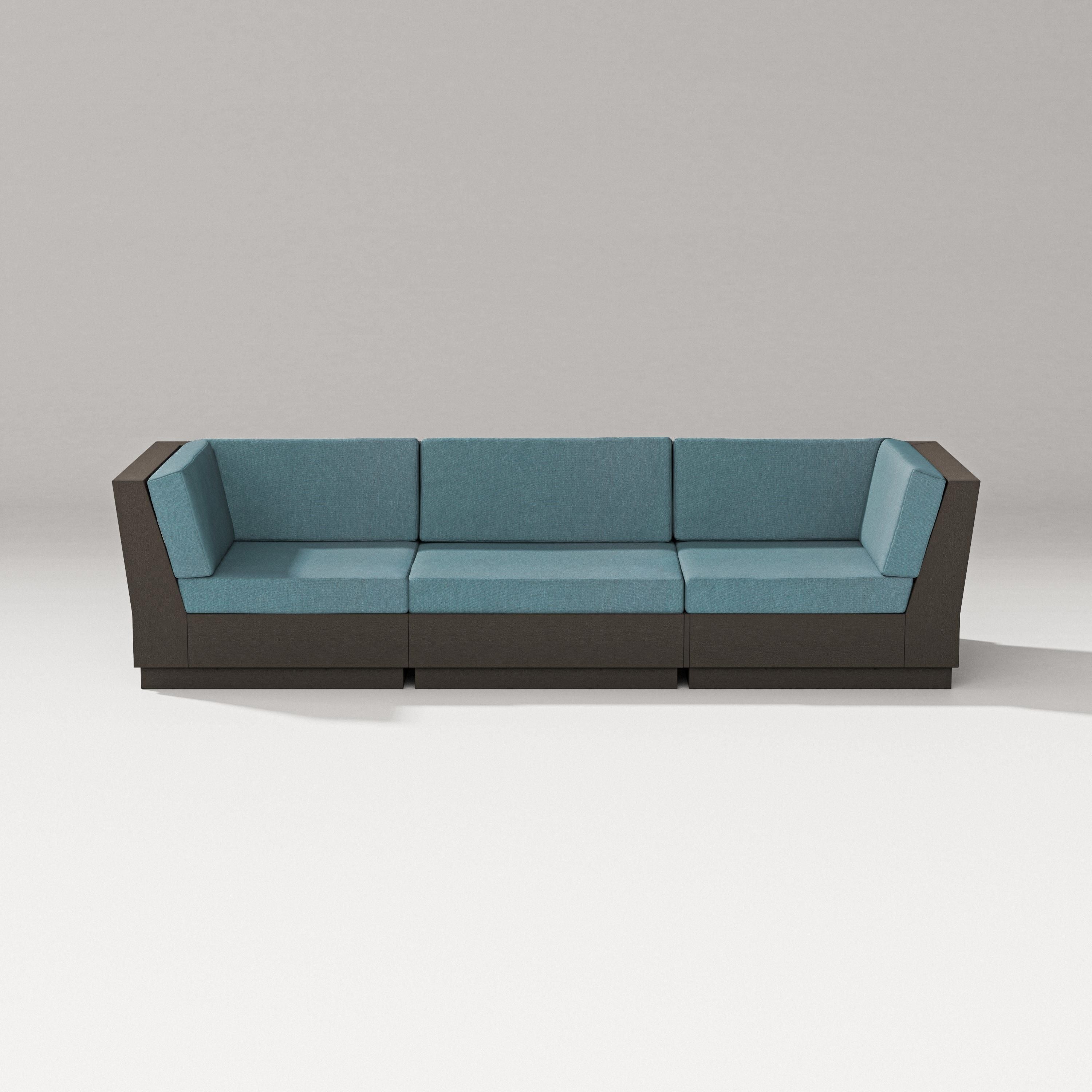 PW Designer Series Elevate Sofa Sectional in Vintage Coffee / Ocean Teal