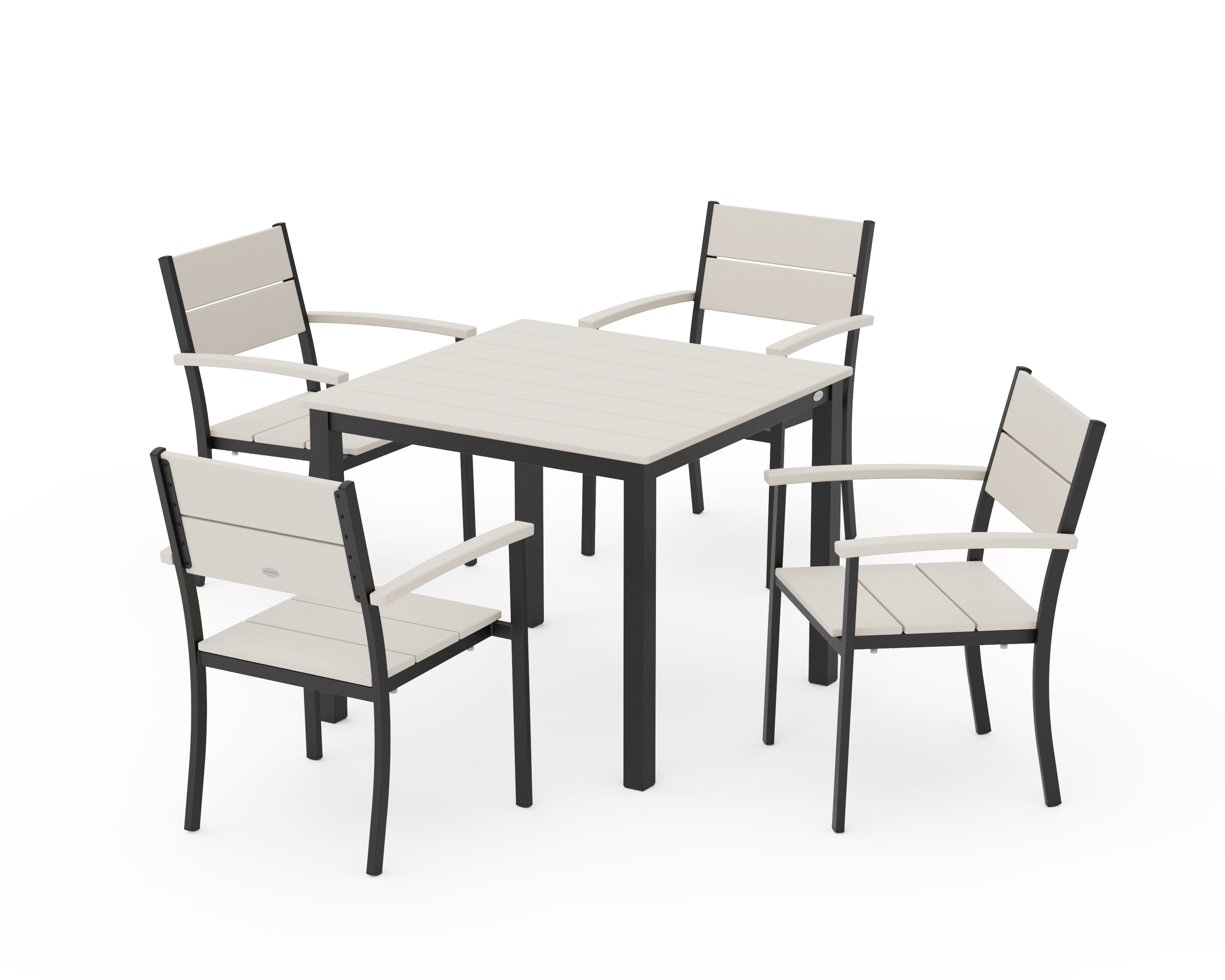 POLYWOOD Main Street 5-Piece Dining Set in Black / Sand