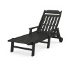 Country Living Cottage Chaise with Arms and Wheels in Black