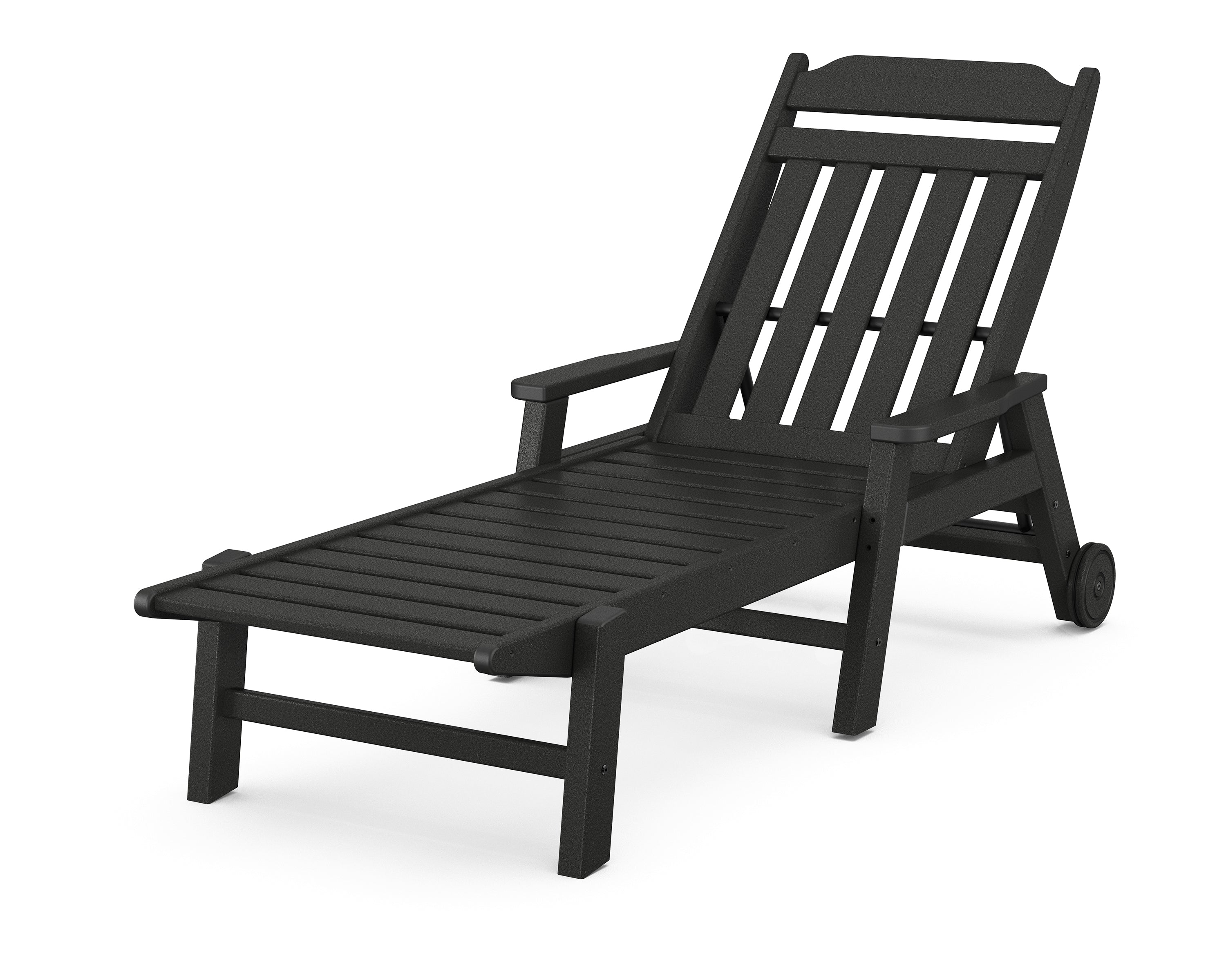 POLYWOOD Country Living Chaise with Arms and Wheels in Black