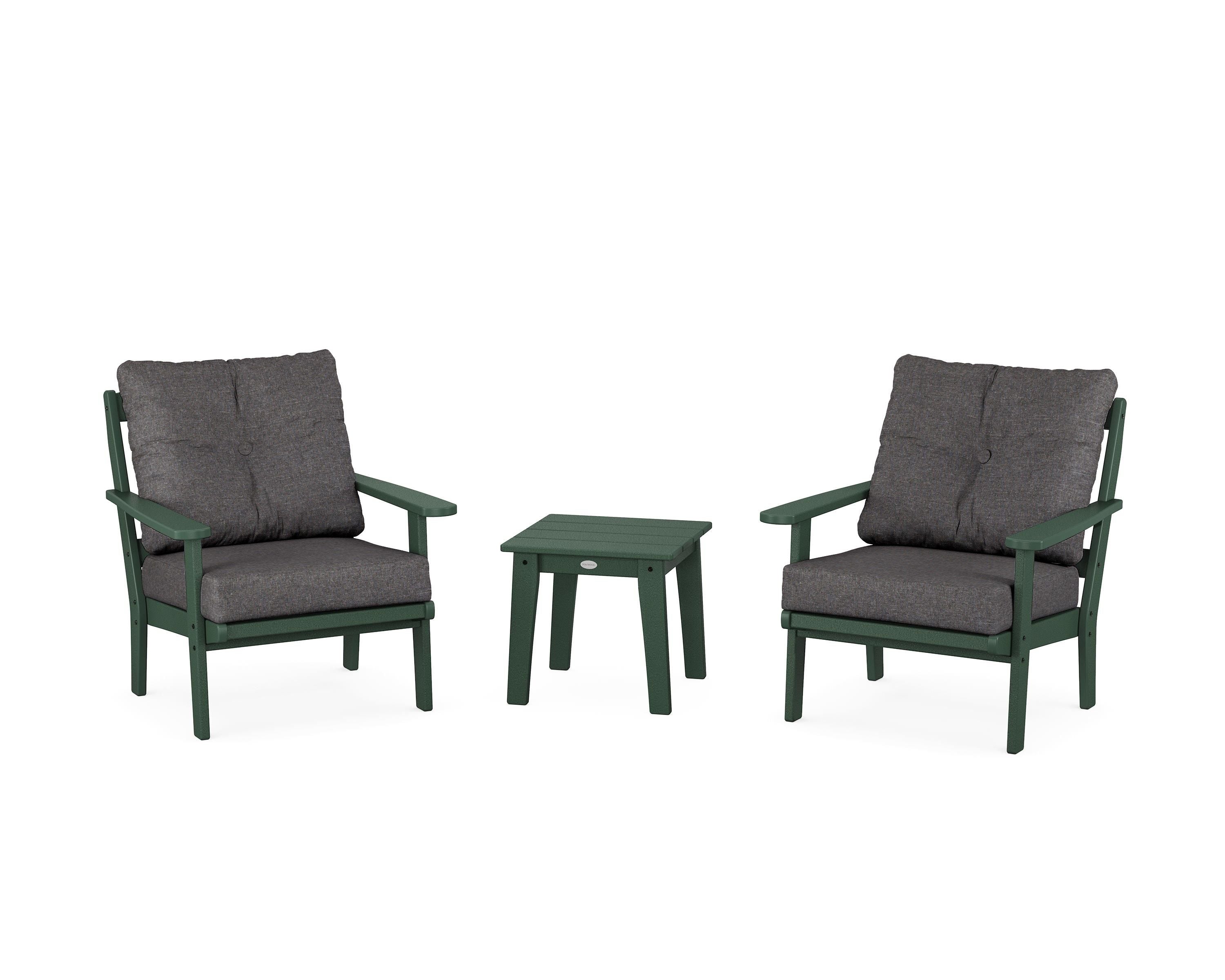 POLYWOOD Mission 3-Piece Deep Seating Set in Green / Ash Charcoal