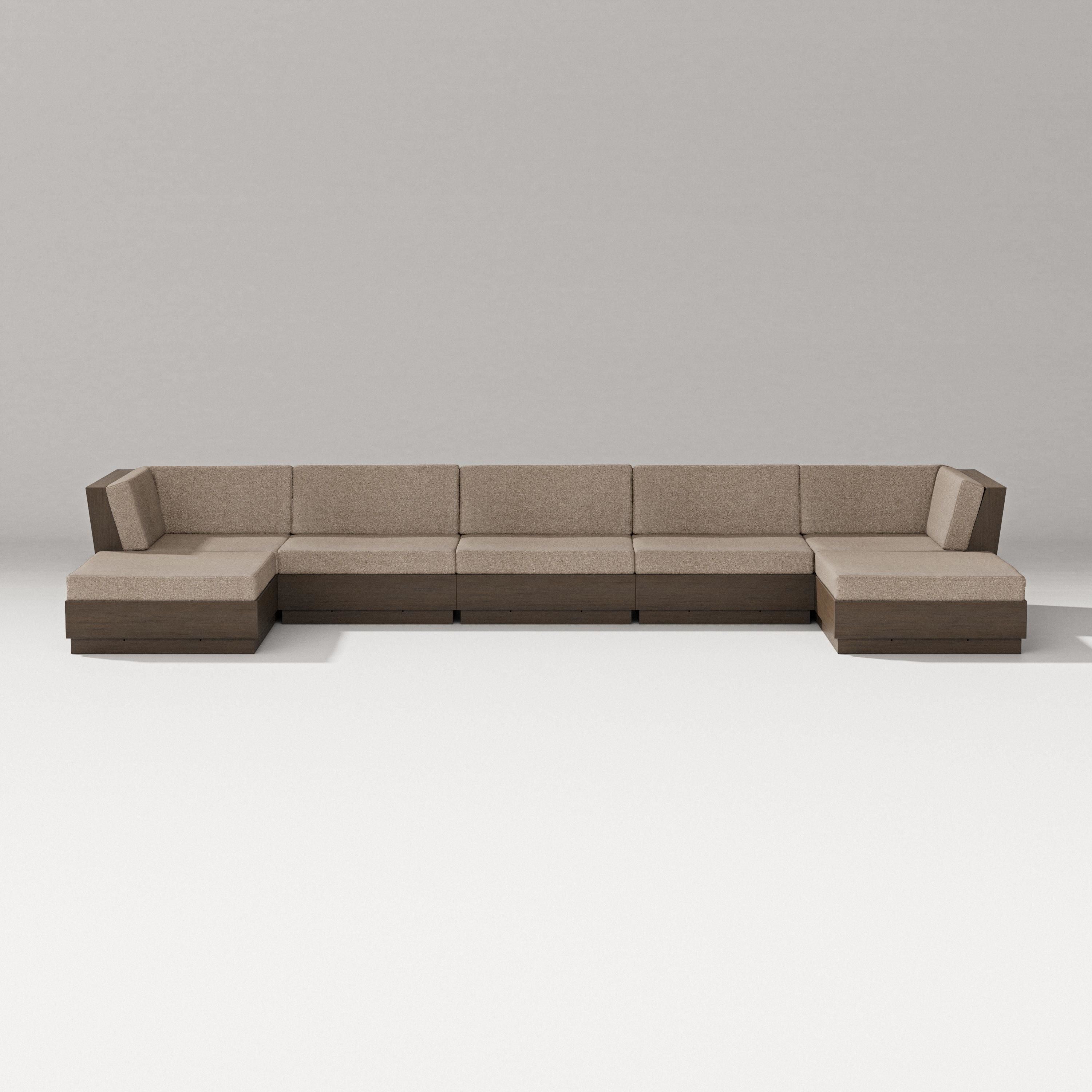 PW Designer Series Elevate 7-Piece Double Chaise Sectional in Kona / Spiced Burlap