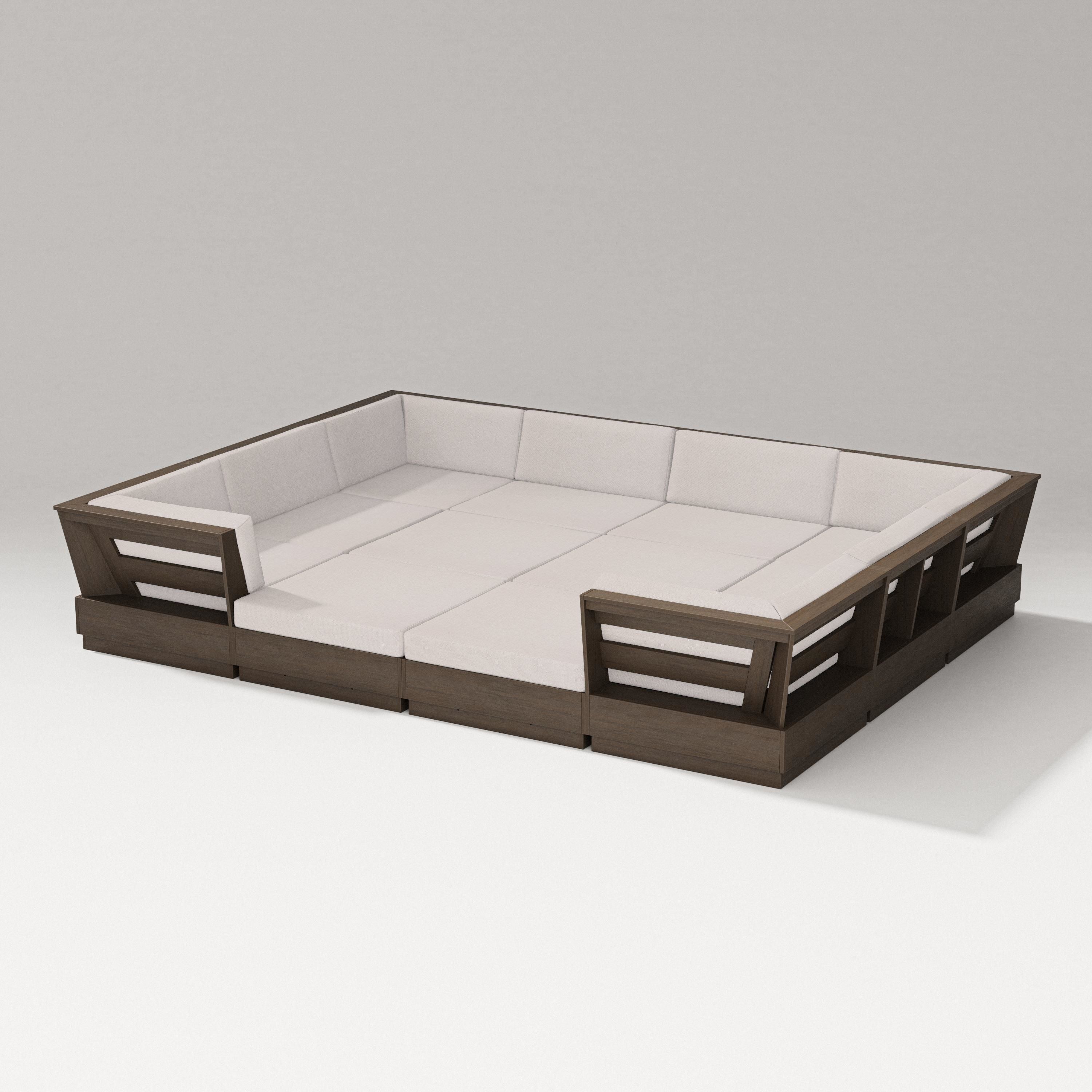 PW Designer Series Elevate 12-Piece Pit Sectional in Kona / Dune Burlap
