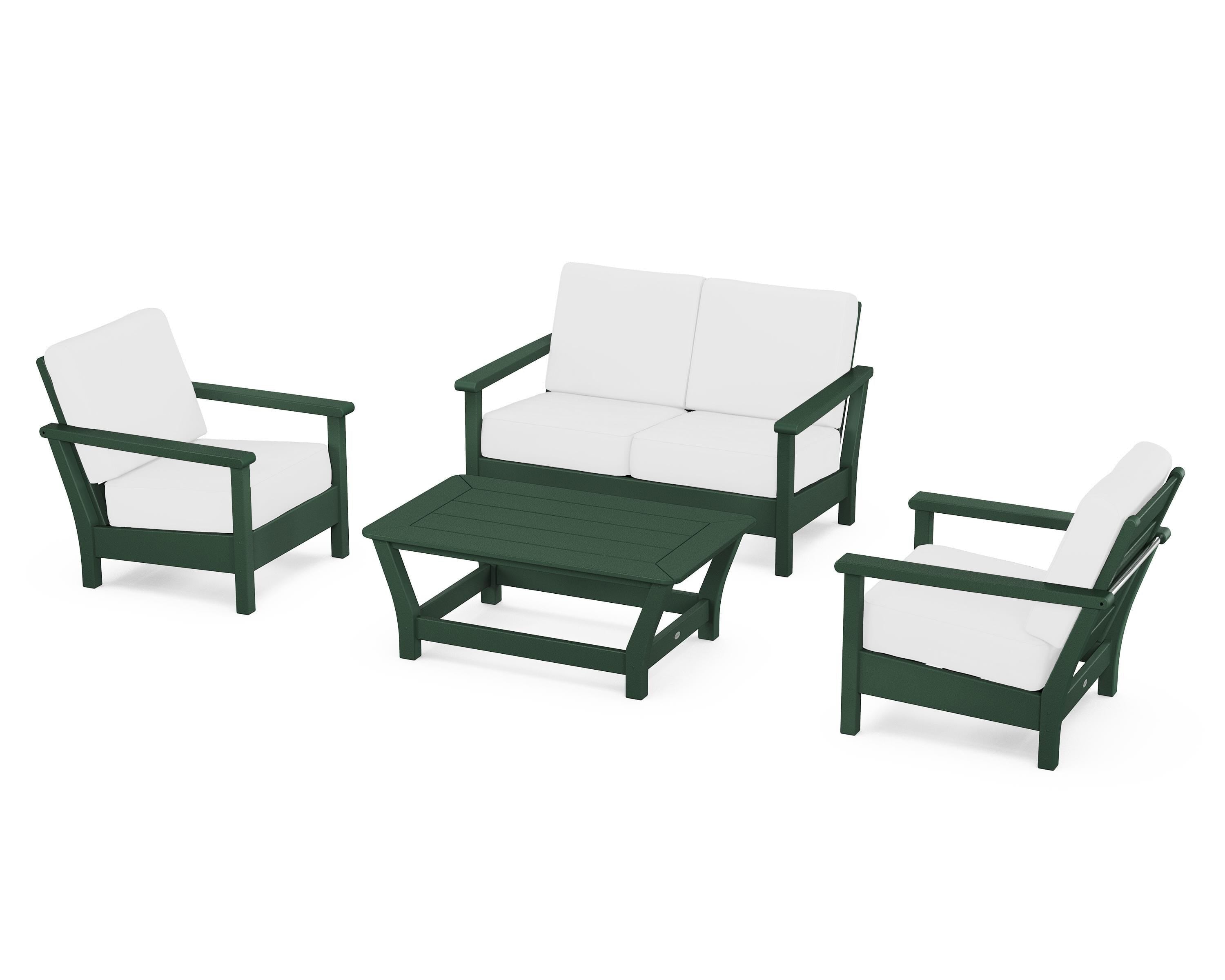 POLYWOOD Harbour 4-Piece Deep Seating Set in Green / Natural
