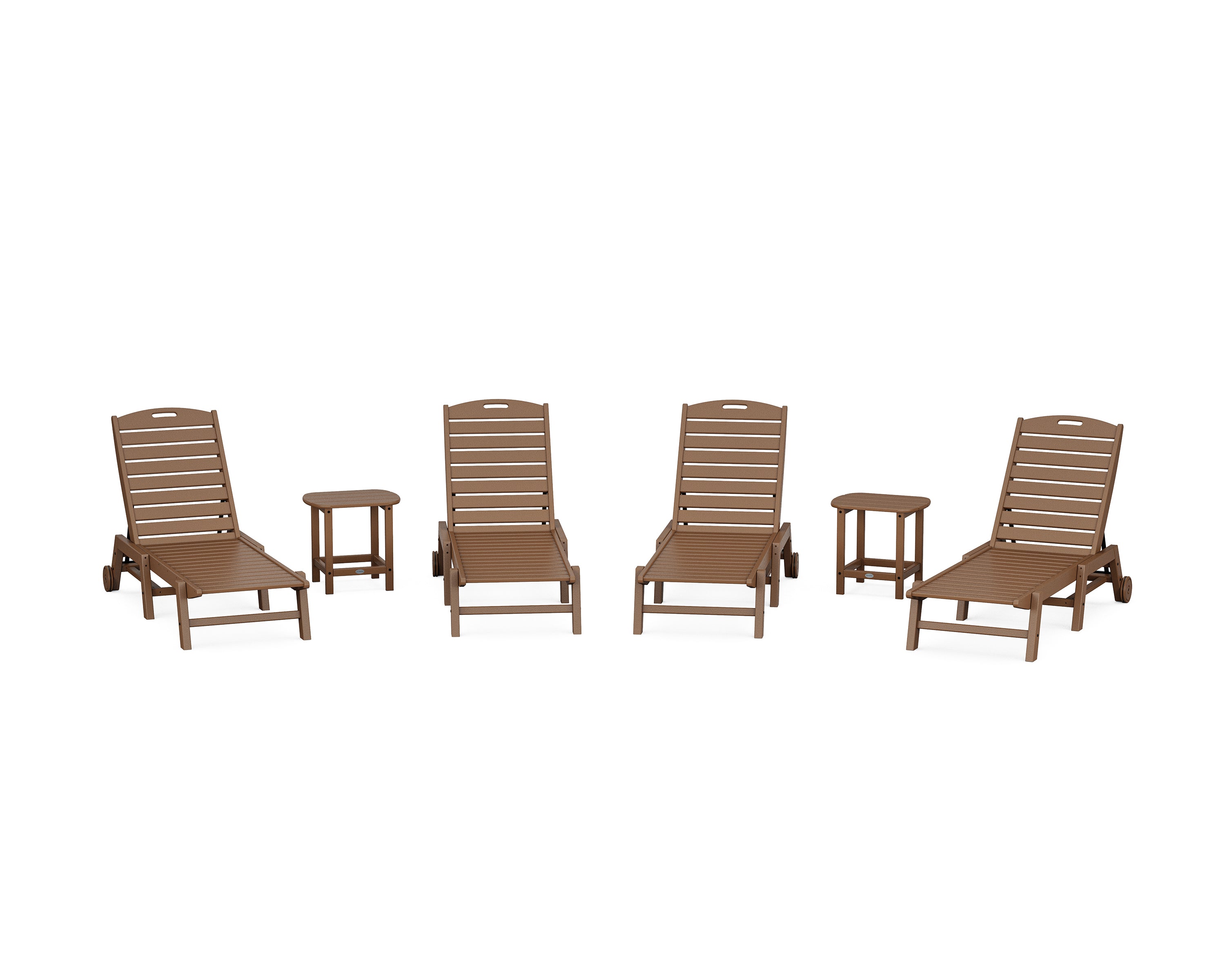 POLYWOOD Nautical Chaise 6-Piece Set with Wheels in Teak