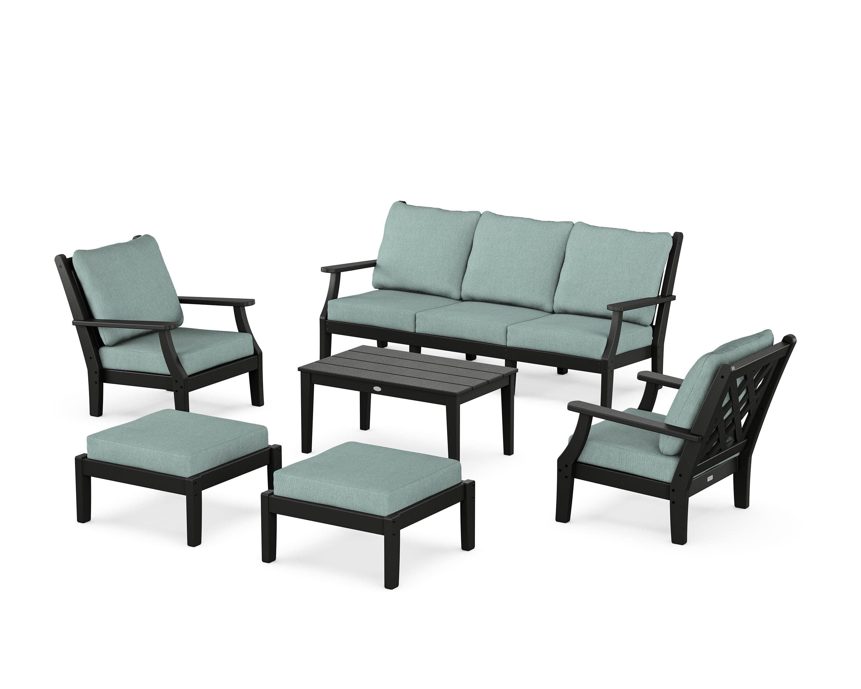 Country Living Wovendale 6-Piece Lounge Sofa Set in Black / Glacier Spa