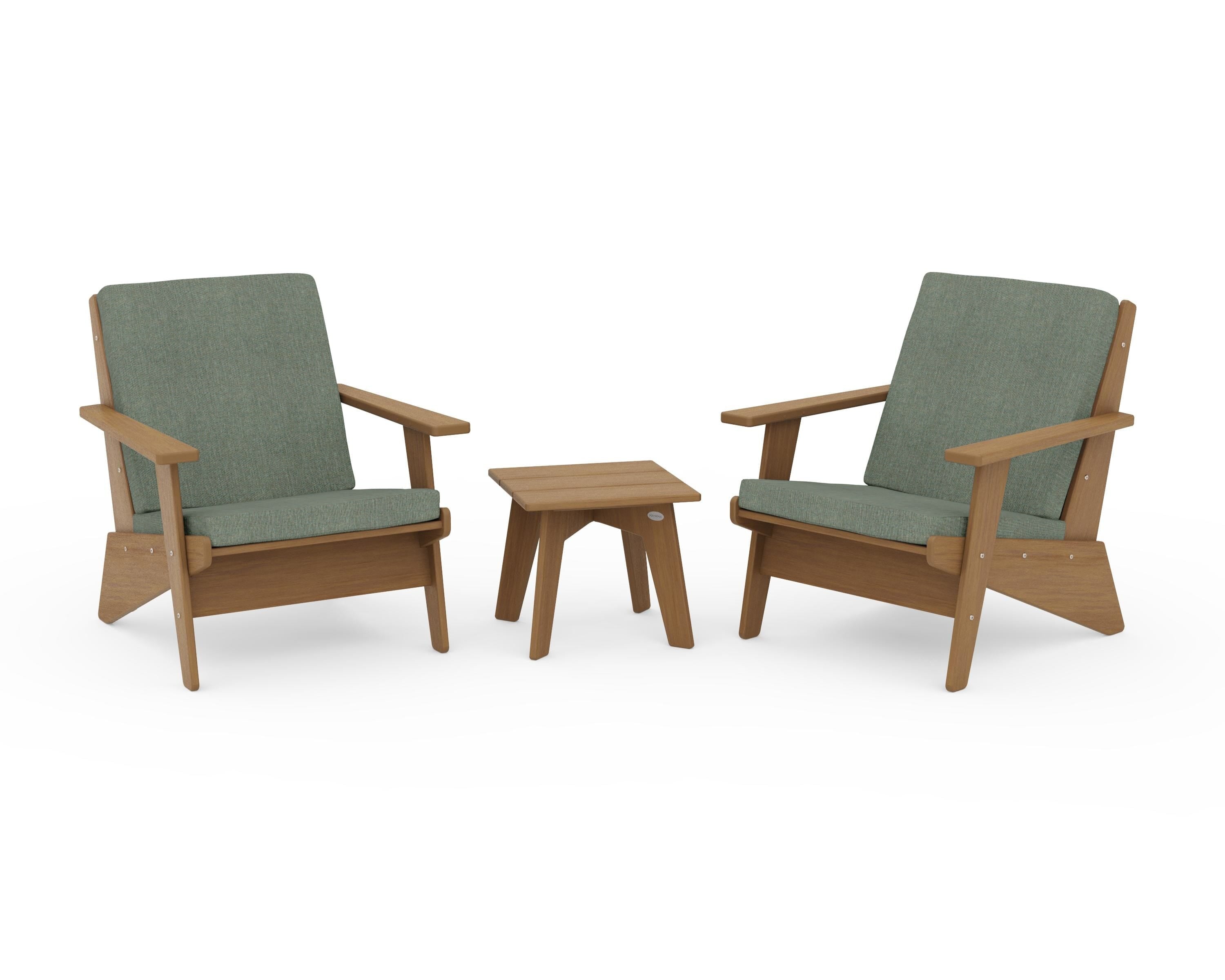 POLYWOOD Riviera Modern Lounge 3-Piece Set in Natural / Cast Sage