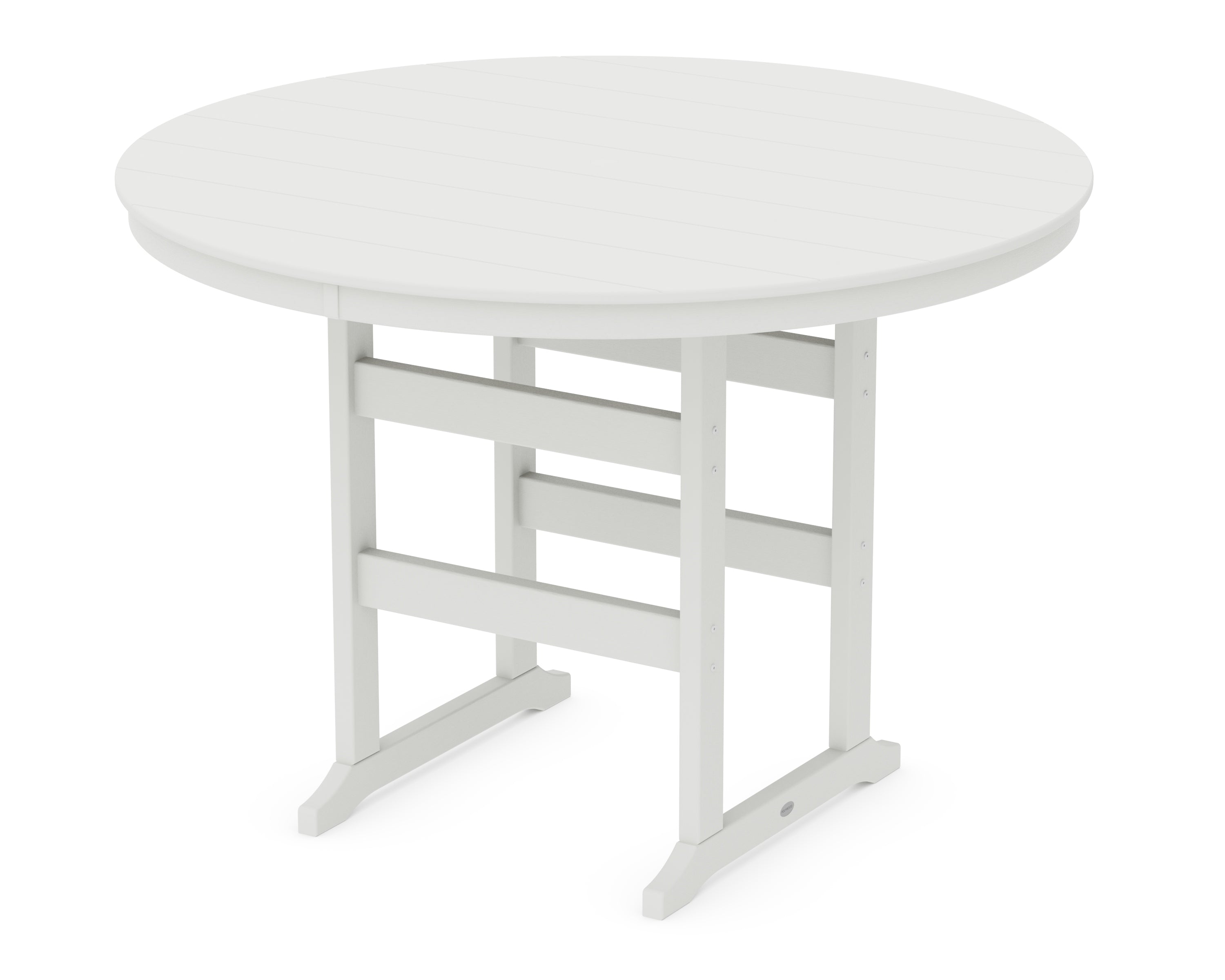 POLYWOOD 60” Round Farmhouse Bar Table in Vintage White