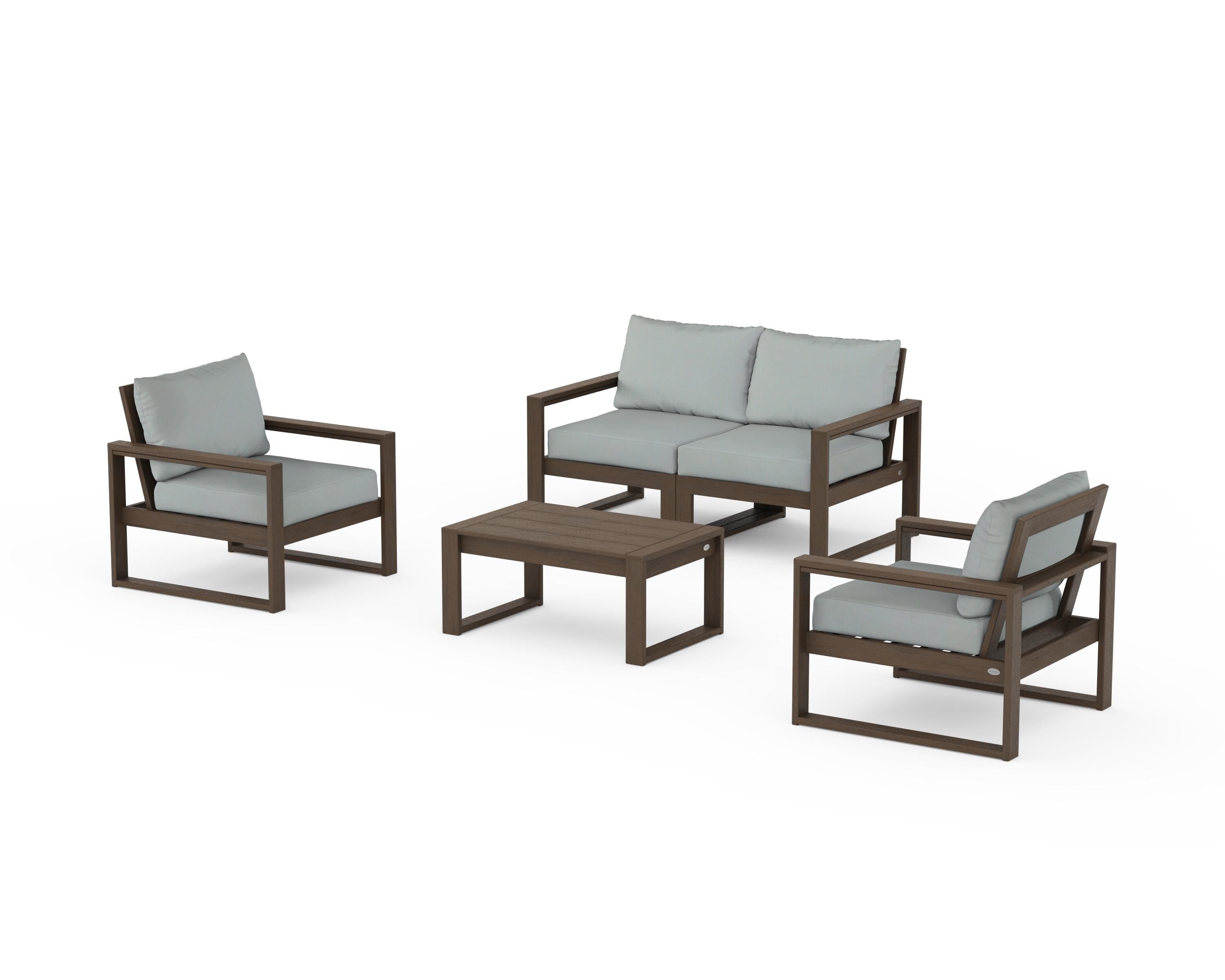 POLYWOOD EDGE Sectional 4-Piece Deep Seating Set with Loveseat in Kona / Spa