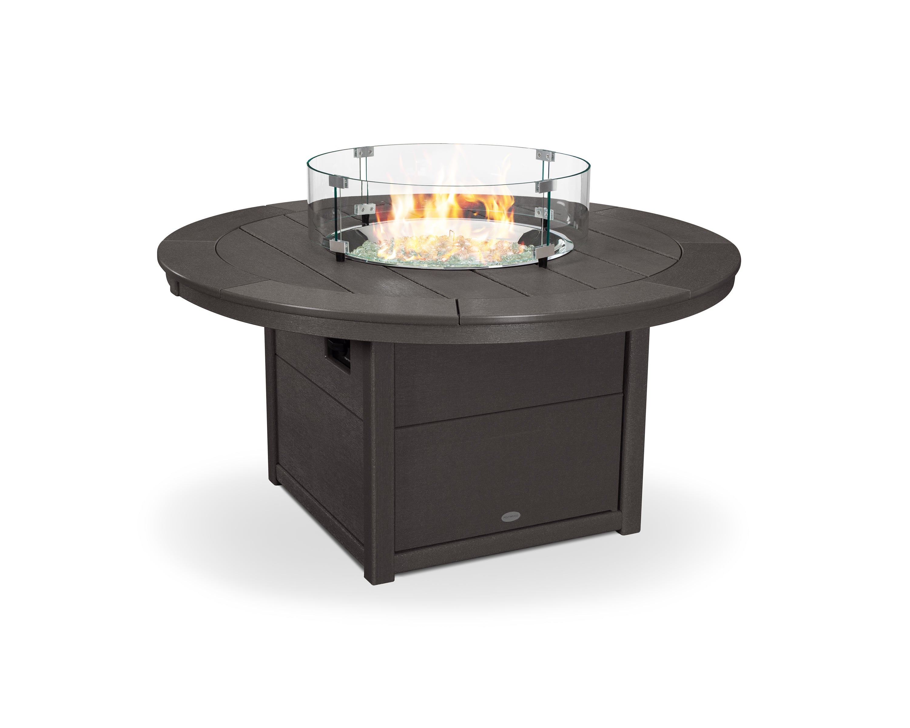 POLYWOOD® Round 48" Fire Pit Table in Vintage Coffee