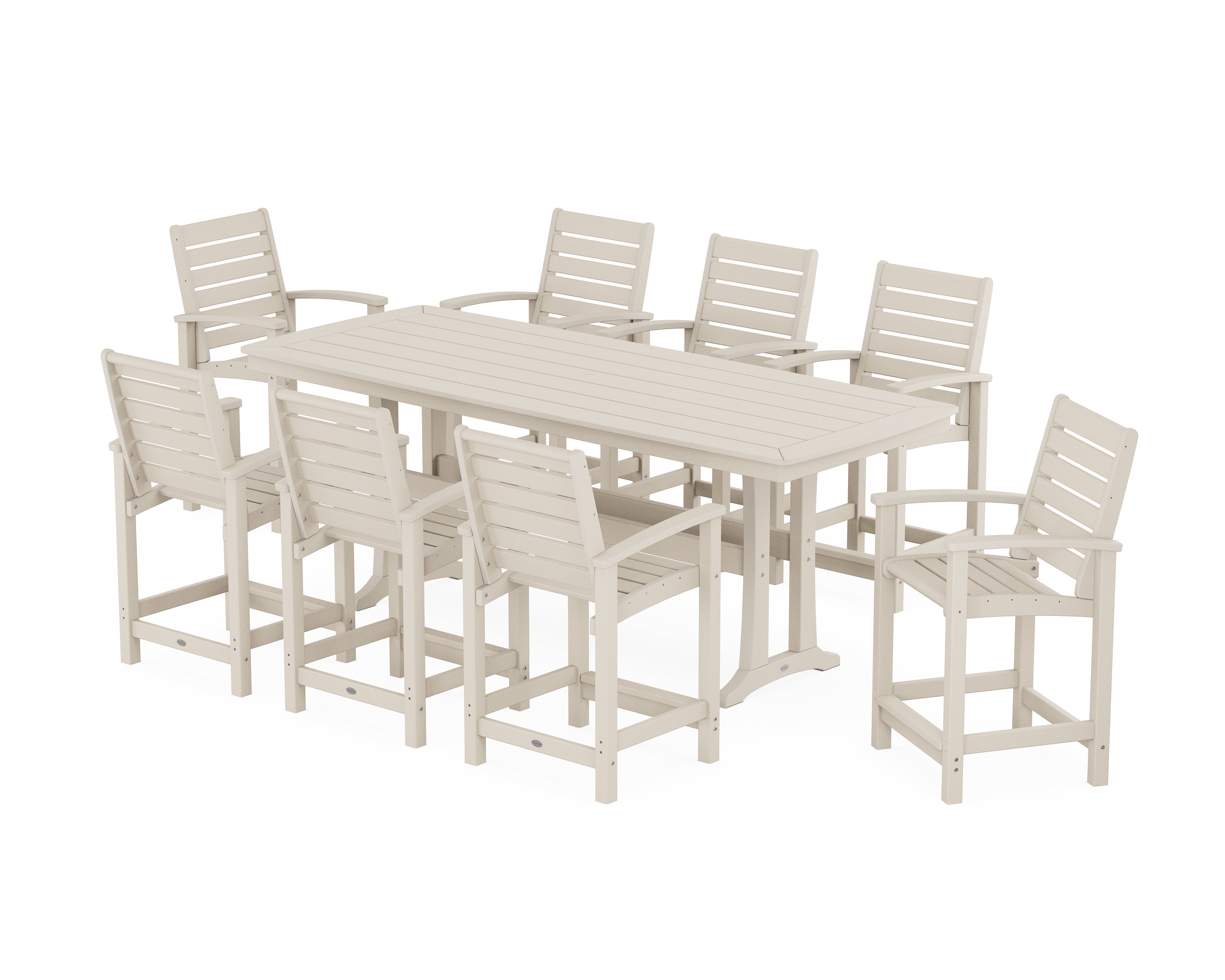 POLYWOOD® Signature 9-Piece Counter Set with Trestle Legs in Sand