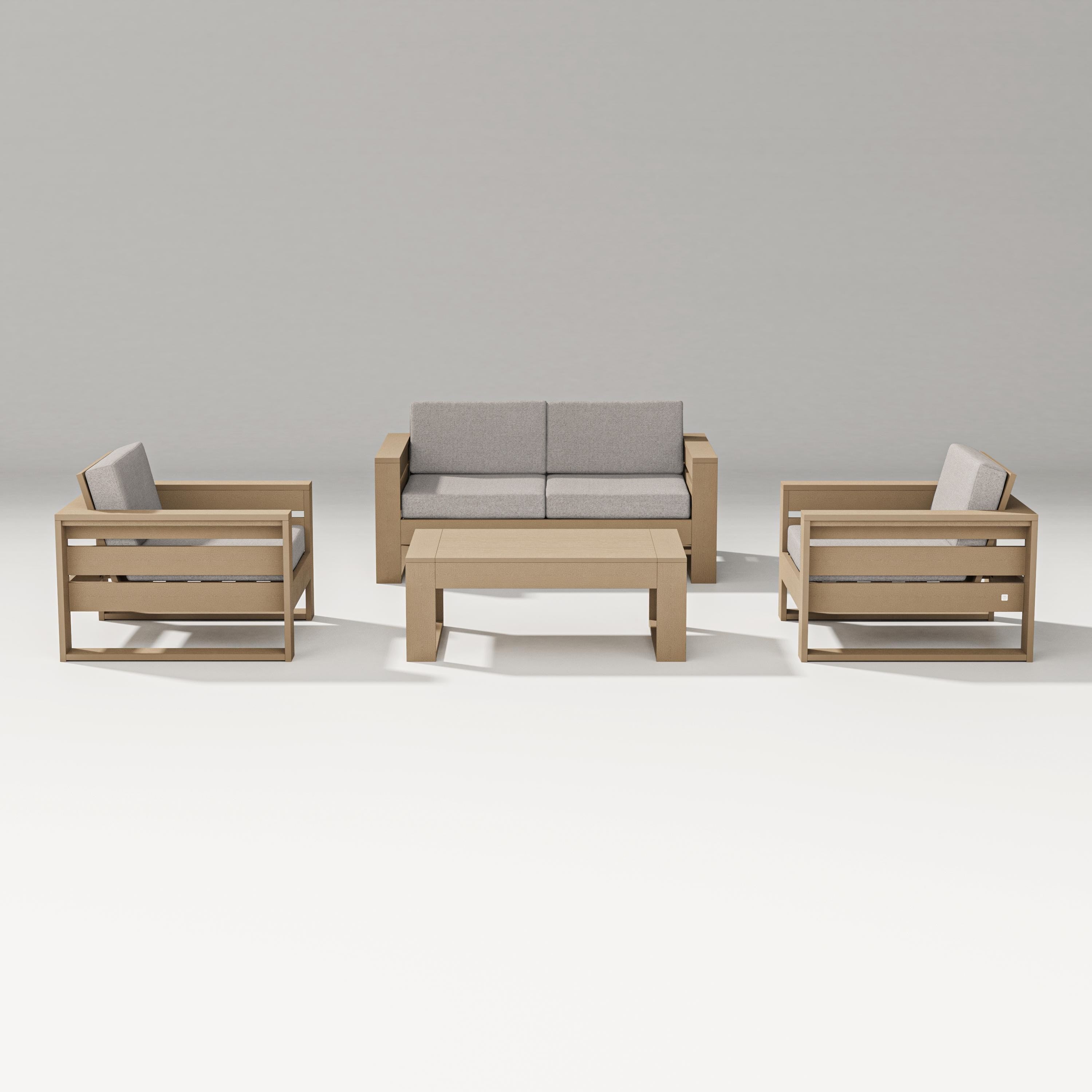 PW Designer Series Latitude 4-Piece Lounge Loveseat Set in Vintage Sahara / Weathered Tweed