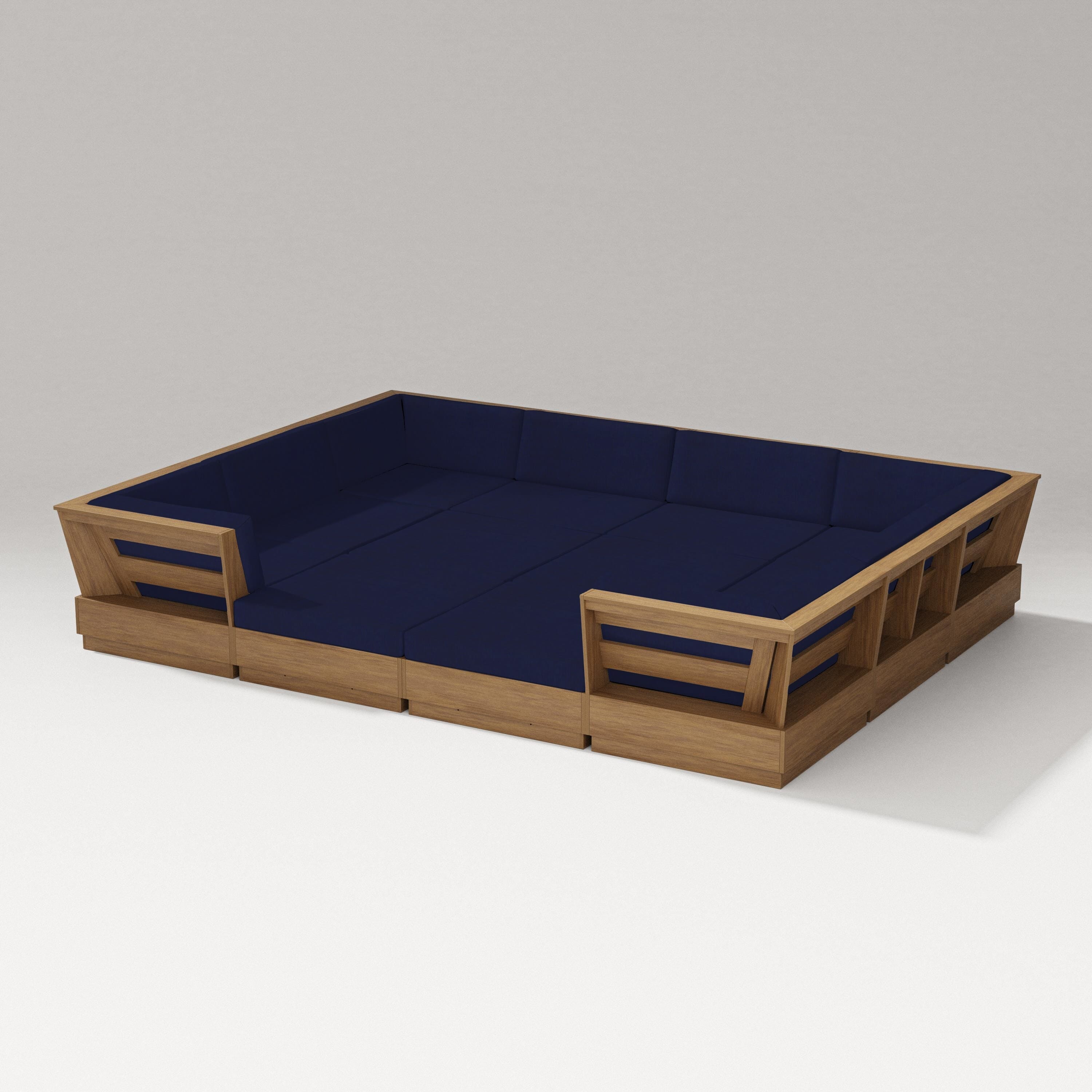 PW Designer Series Elevate 12-Piece Pit Sectional in Natural / Navy