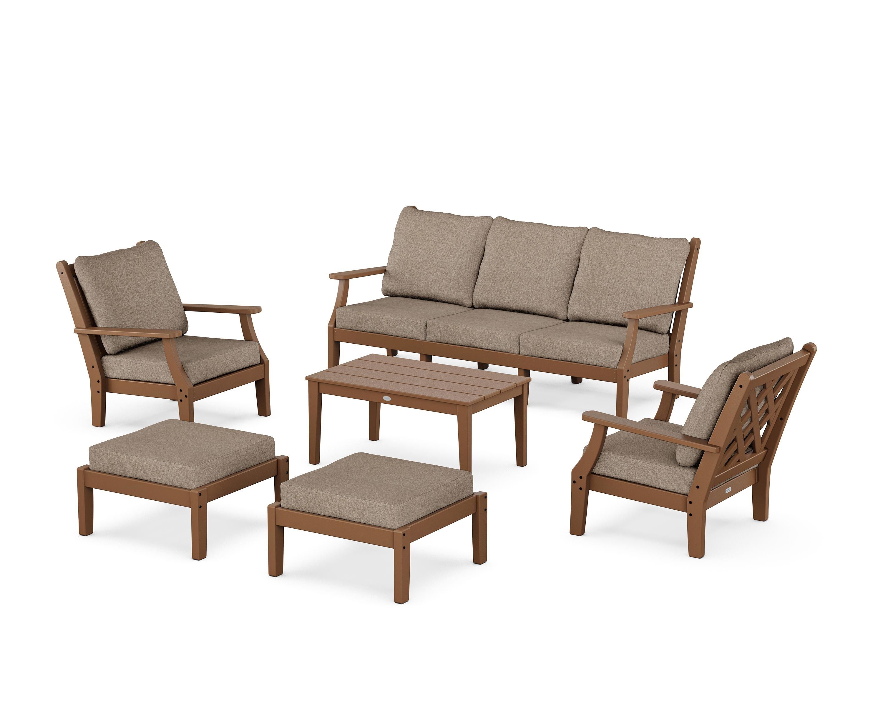 Country Living Wovendale 6-Piece Lounge Sofa Set in Teak / Spiced Burlap