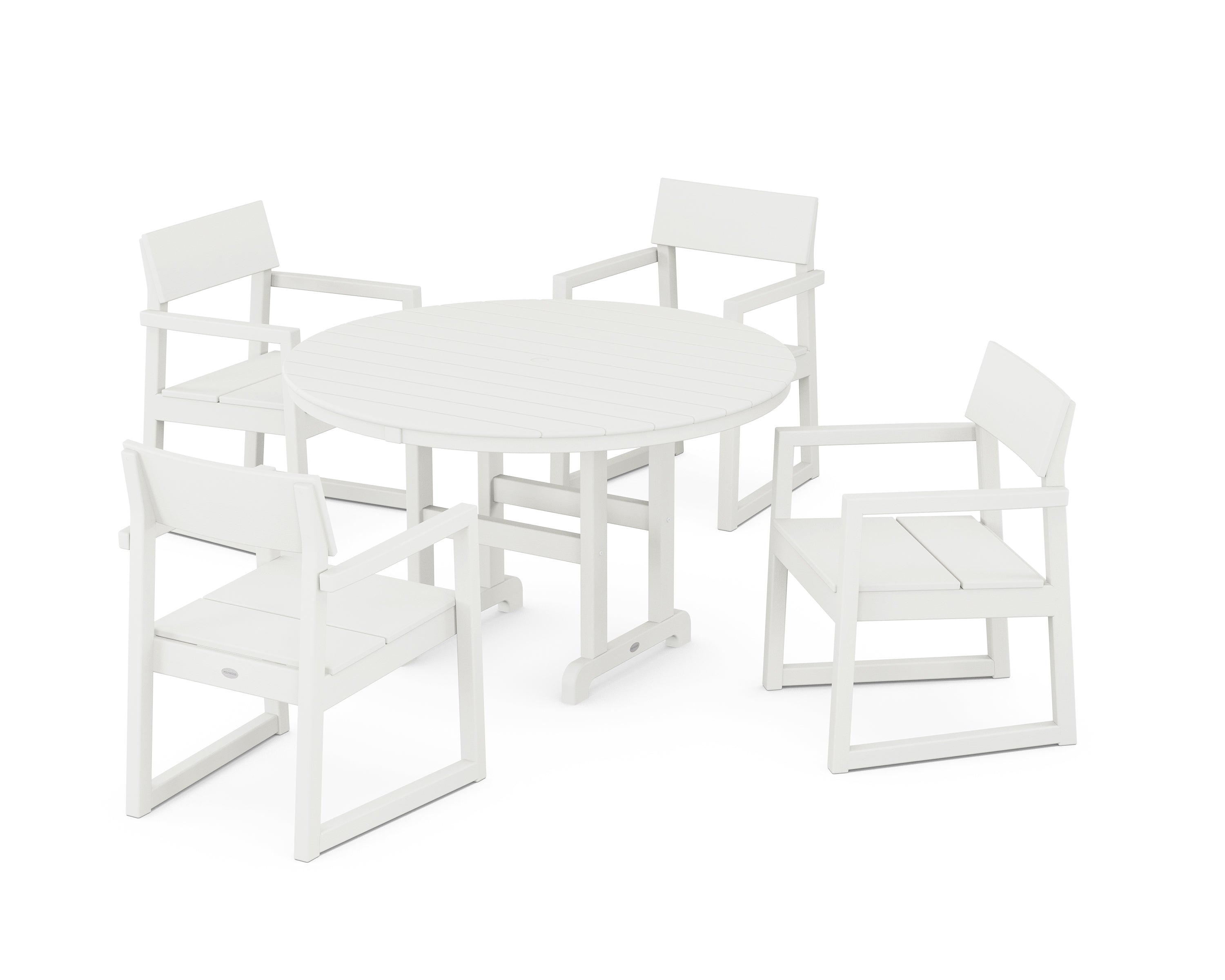 POLYWOOD® EDGE 5-Piece Round Farmhouse Dining Set in Vintage White