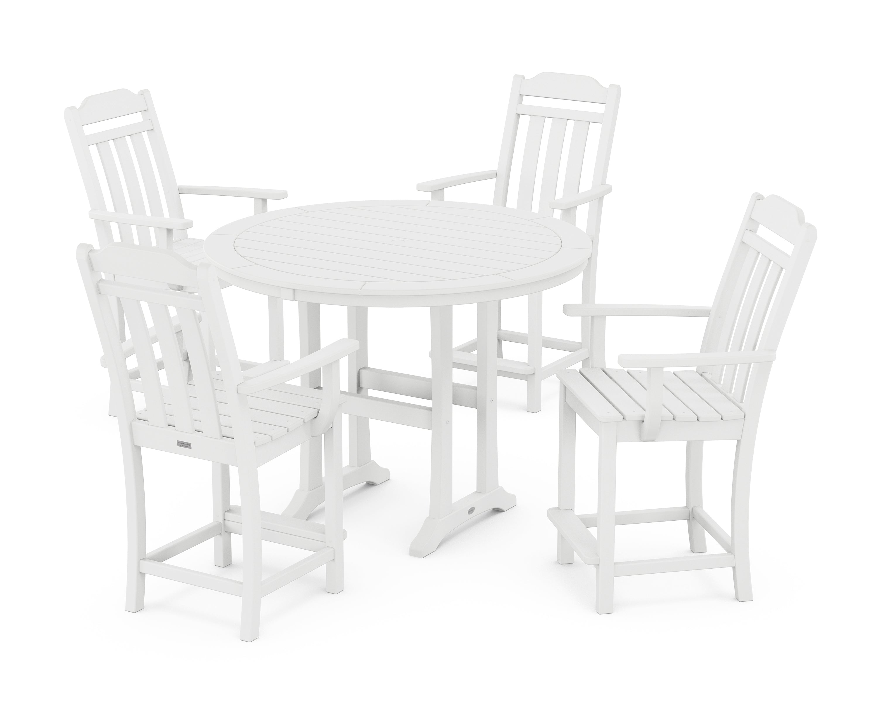 POLYWOOD Country Living 5-Piece Round Counter Set in White