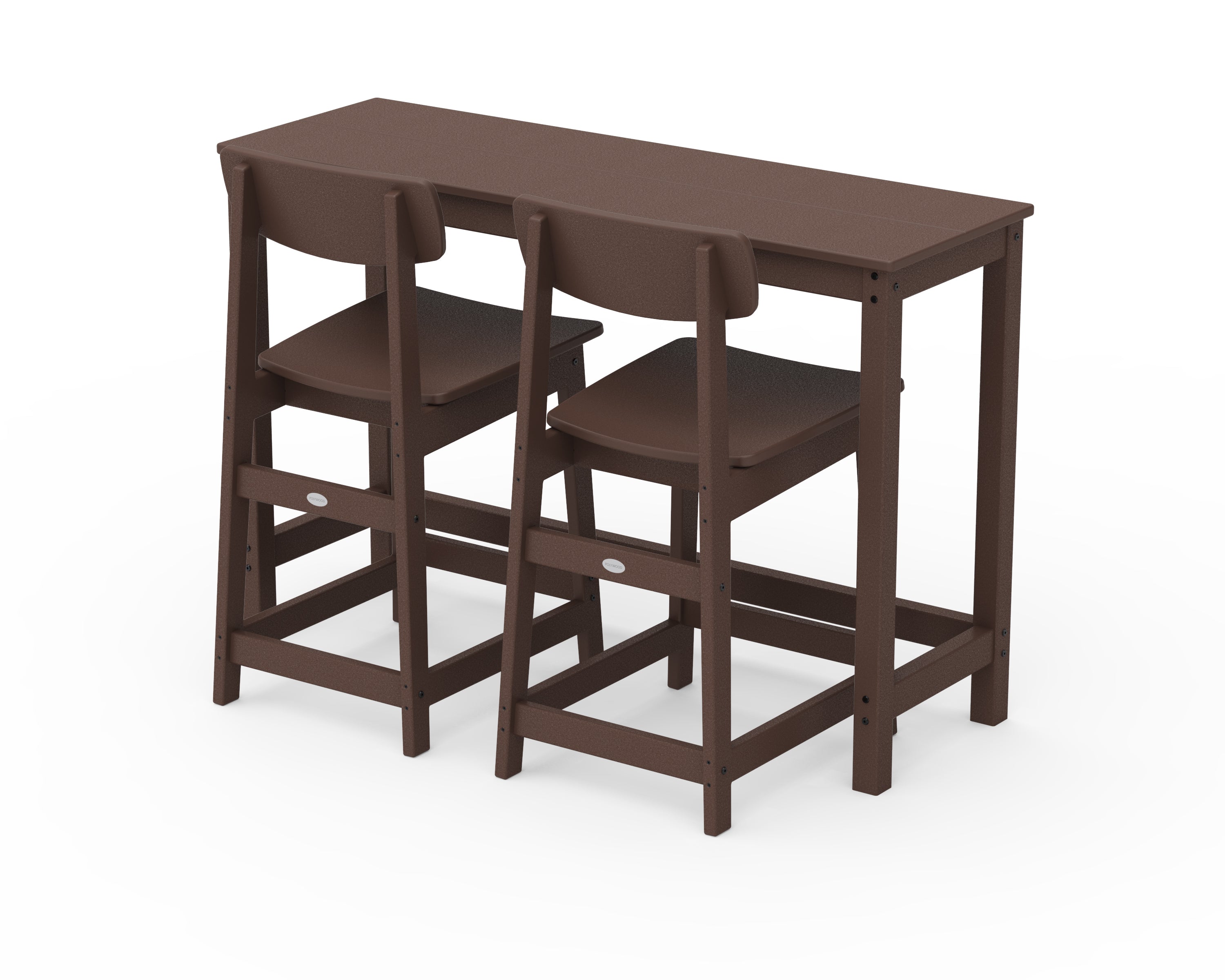 POLYWOOD Modern Studio Urban Counter Chair 3-Piece Balcony Set in Mahogany