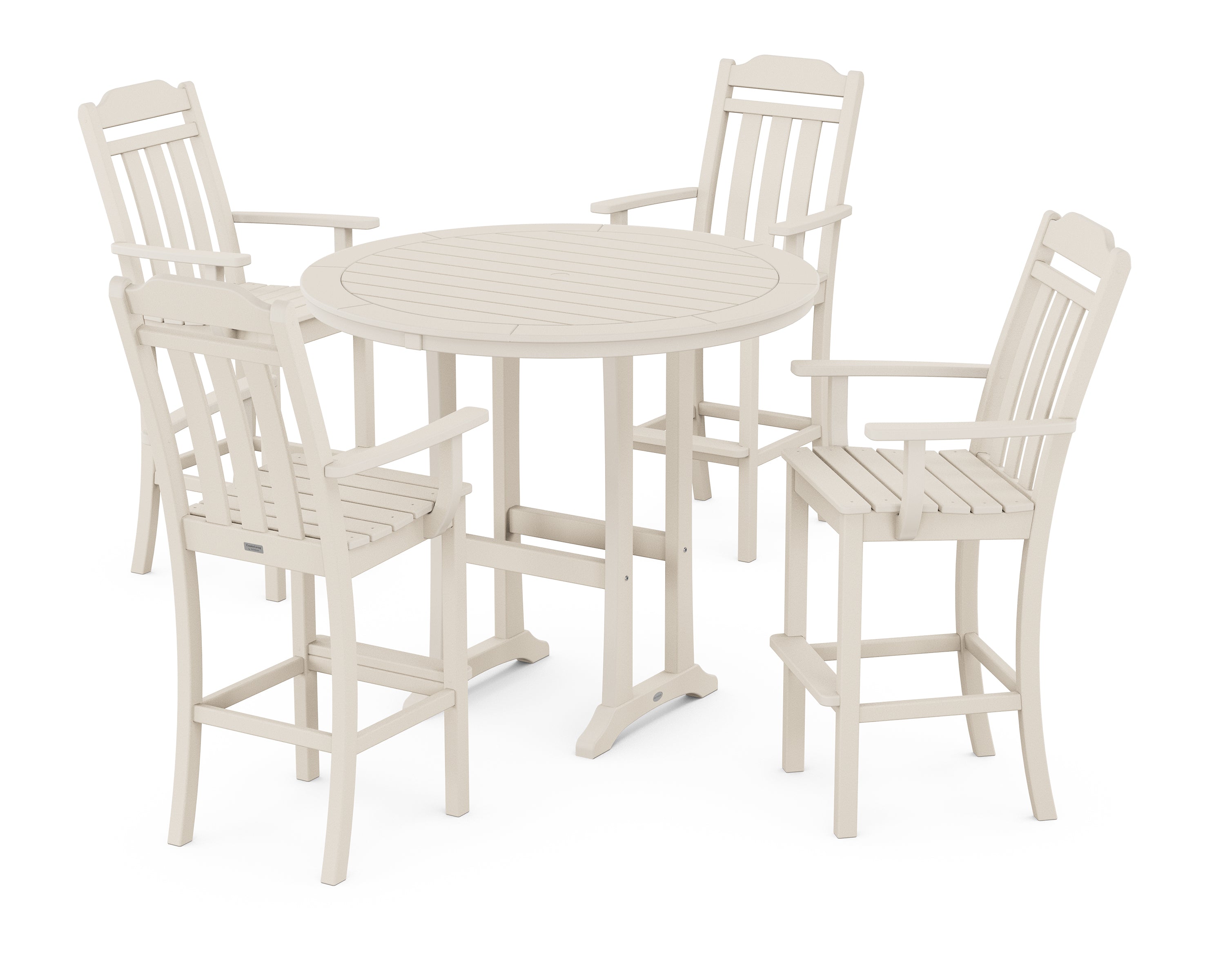 POLYWOOD Country Living 5-Piece Round Bar Set in Sand