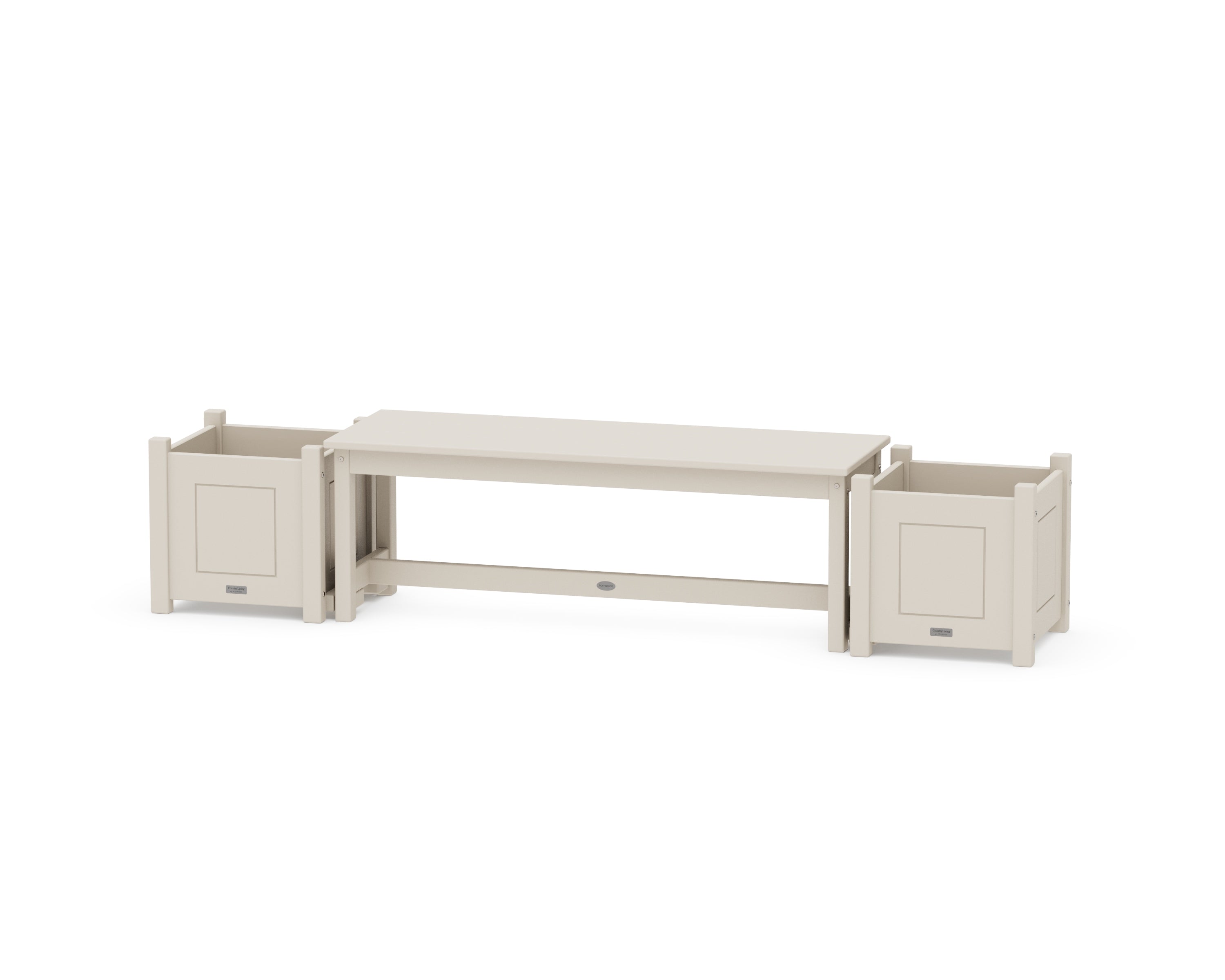 POLYWOOD 48" Country Living Straight Planter Bench Set in Sand