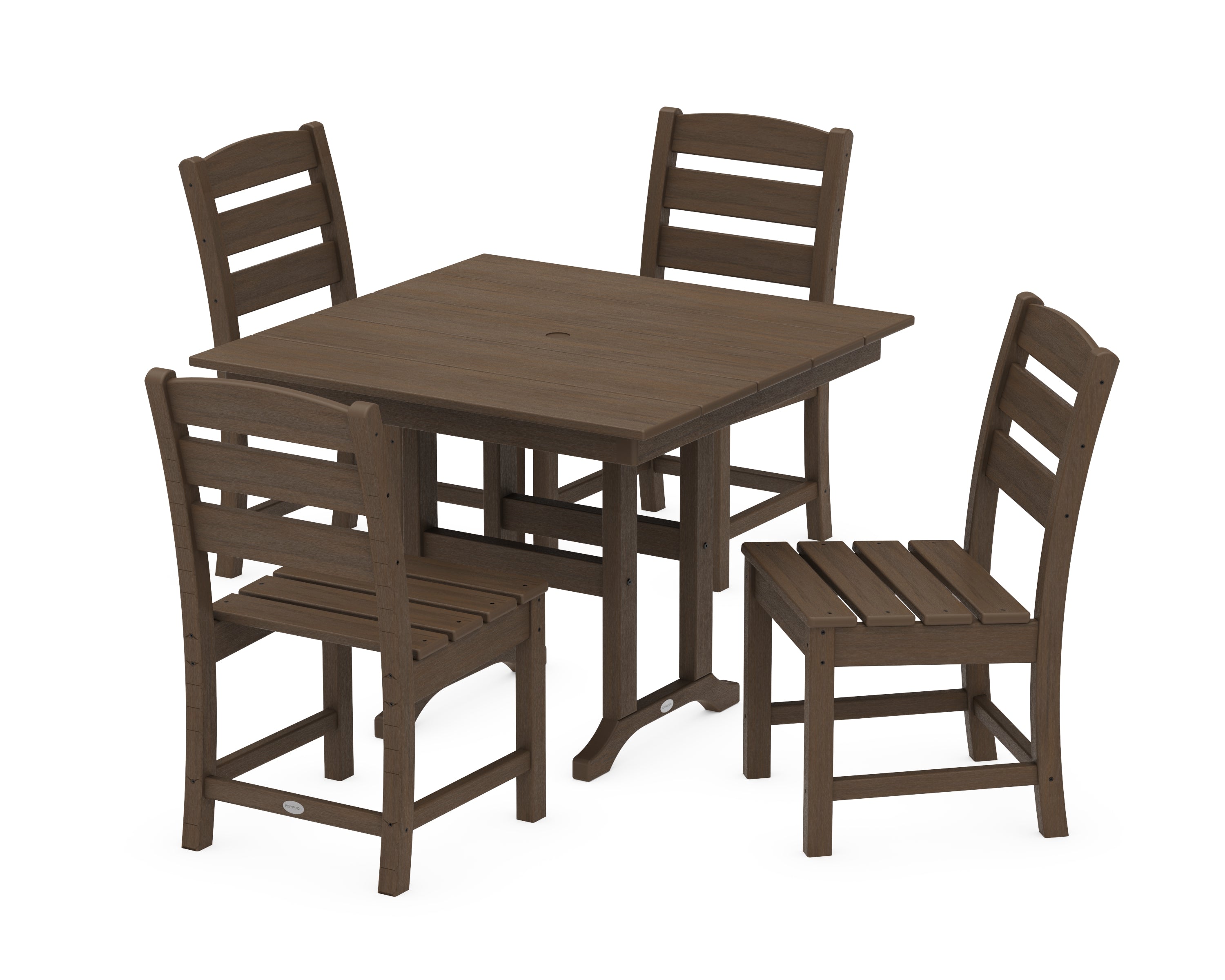 POLYWOOD Lakeside Side Chair 5-Piece Farmhouse Dining Set in Kona