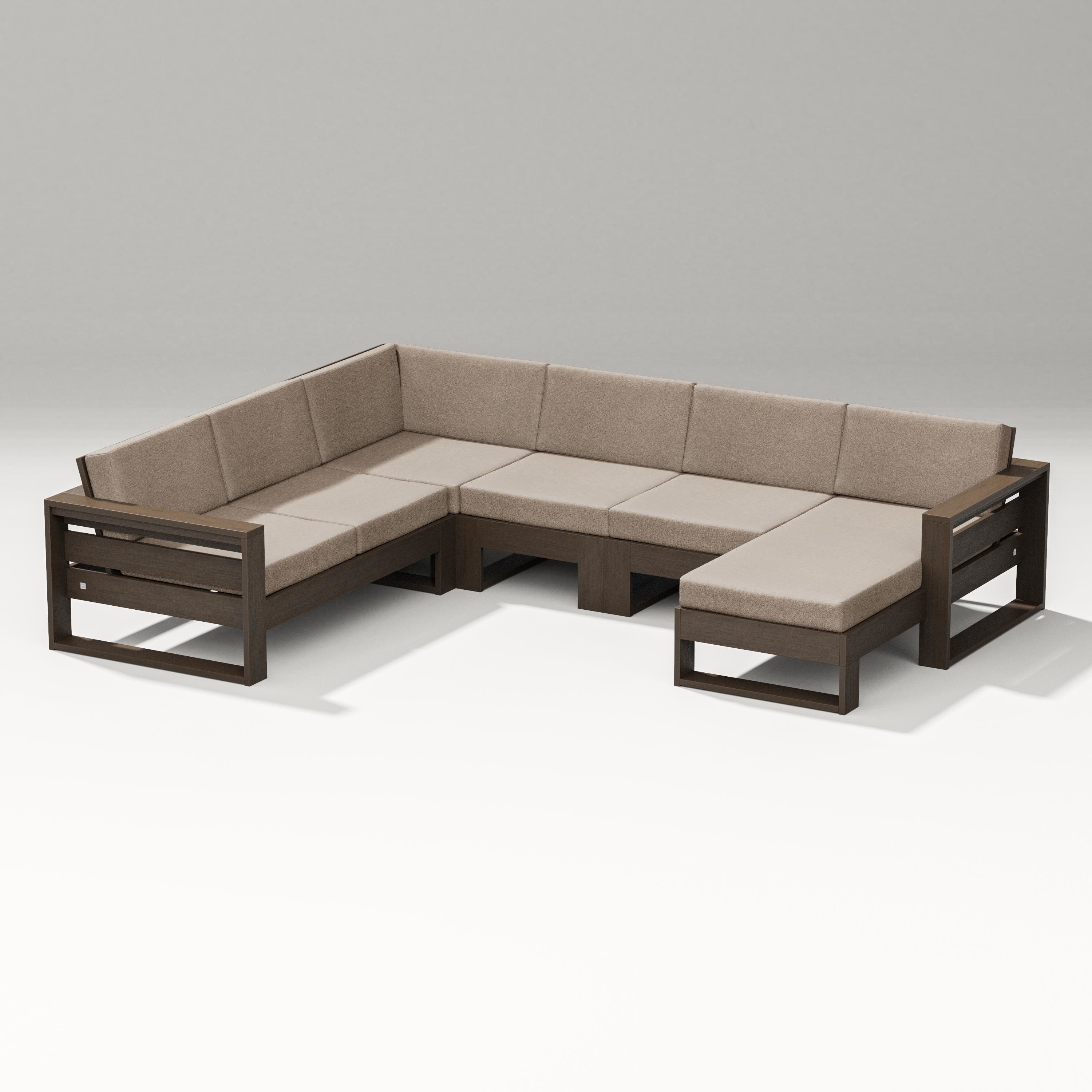 PW Designer Series Latitude Corner Sectional with Right Chaise in Kona / Spiced Burlap