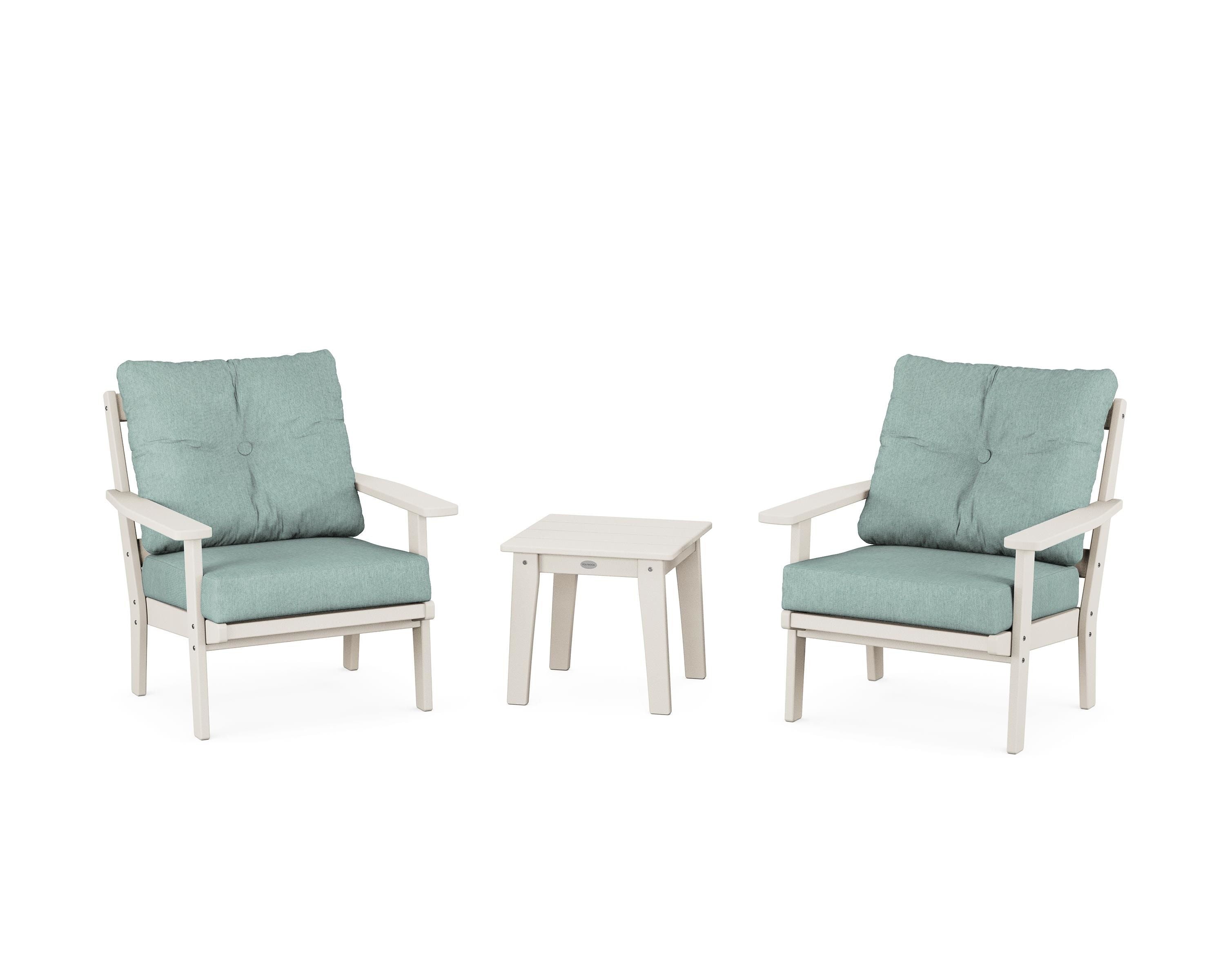 POLYWOOD Prairie 3-Piece Deep Seating Set in Sand / Glacier Spa