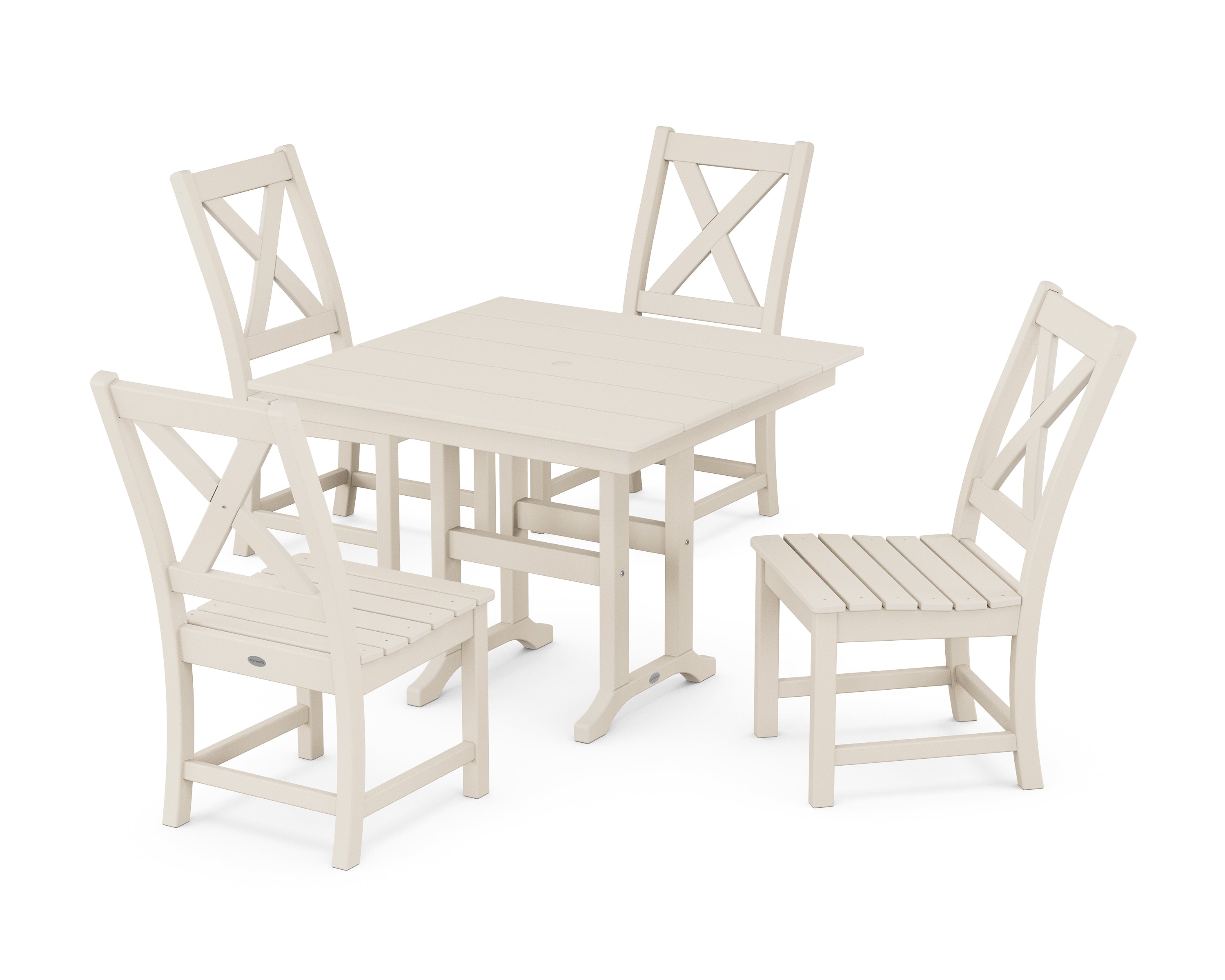 POLYWOOD® Braxton Side Chair 5-Piece Farmhouse Dining Set in Sand