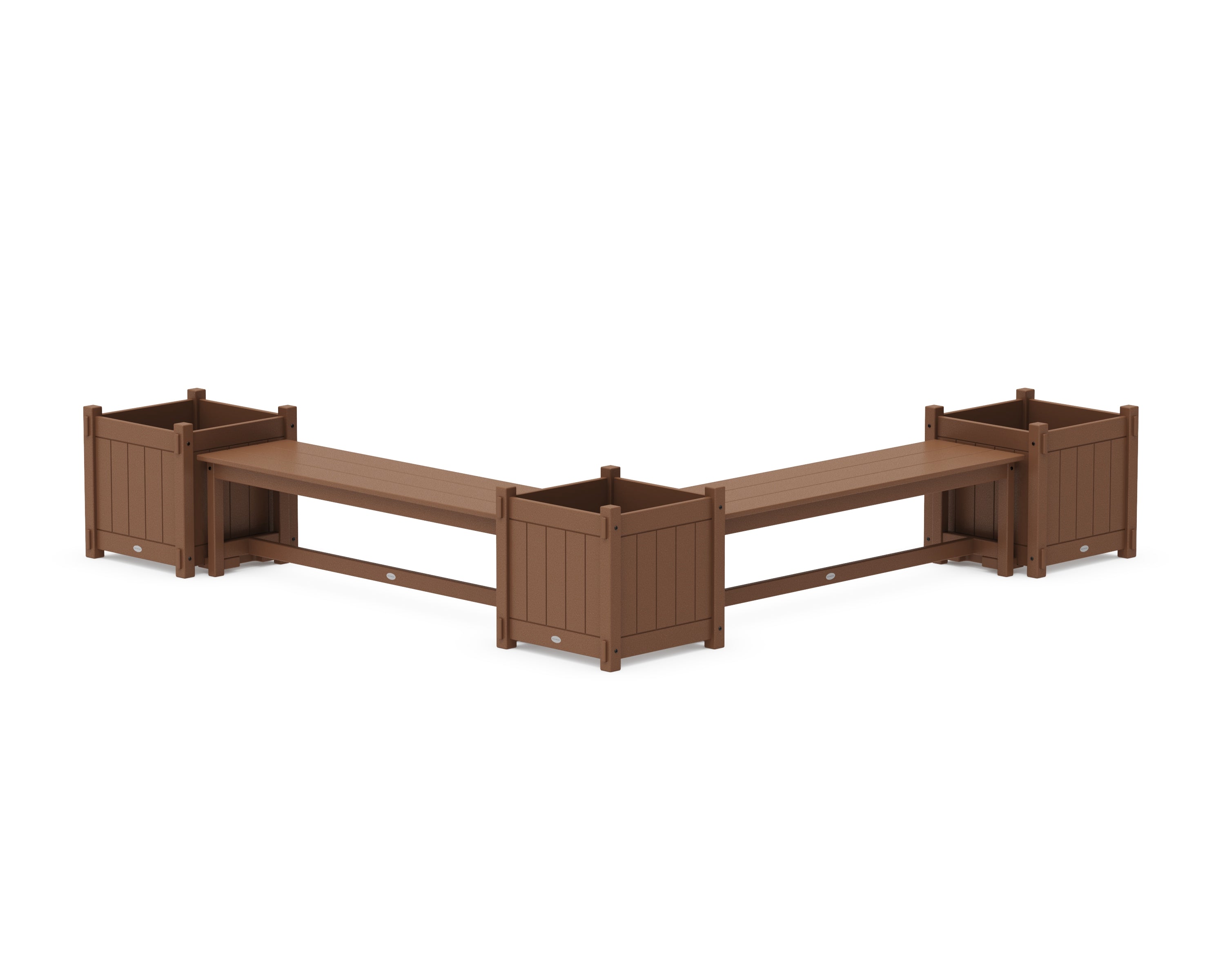 POLYWOOD 60" Vineyard L- Shaped Planter Bench Corner Set - Large in Teak