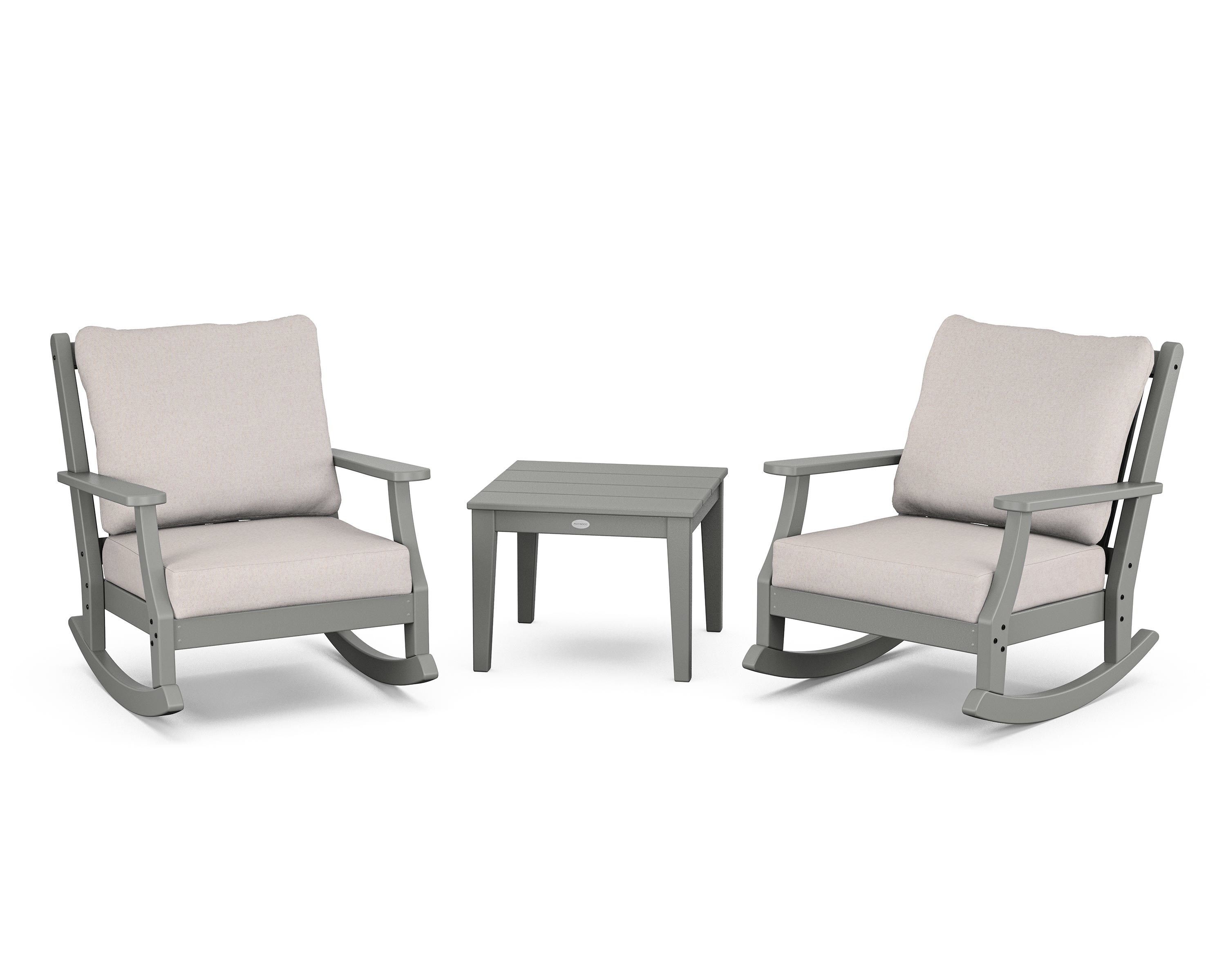 Country Living Wovendale 3-Piece Deep Seating Rocker Set in Slate Grey / Dune Burlap