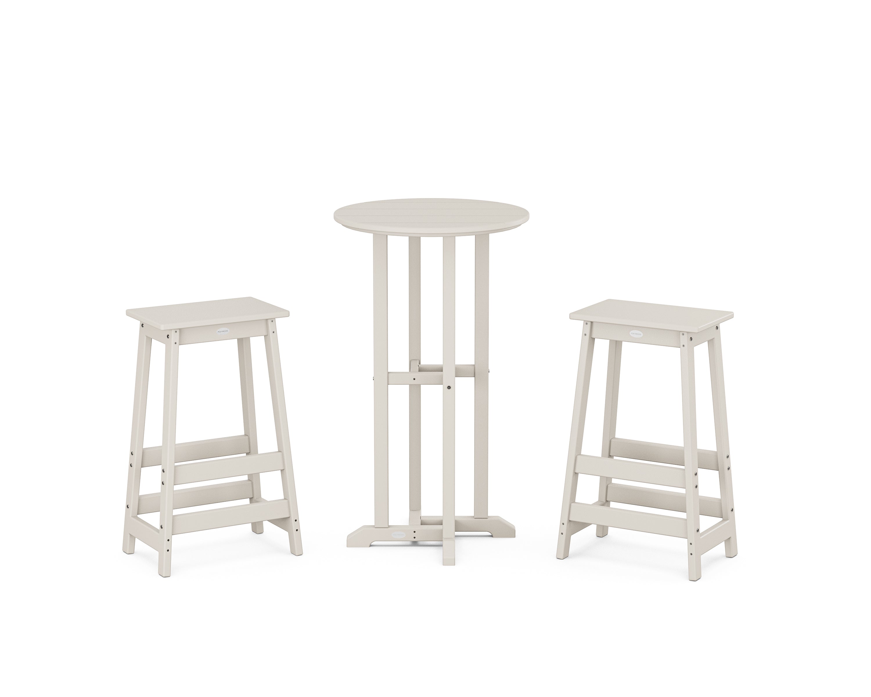 POLYWOOD Modern Studio Bar Stool 3-Piece Bistro Set in Sand