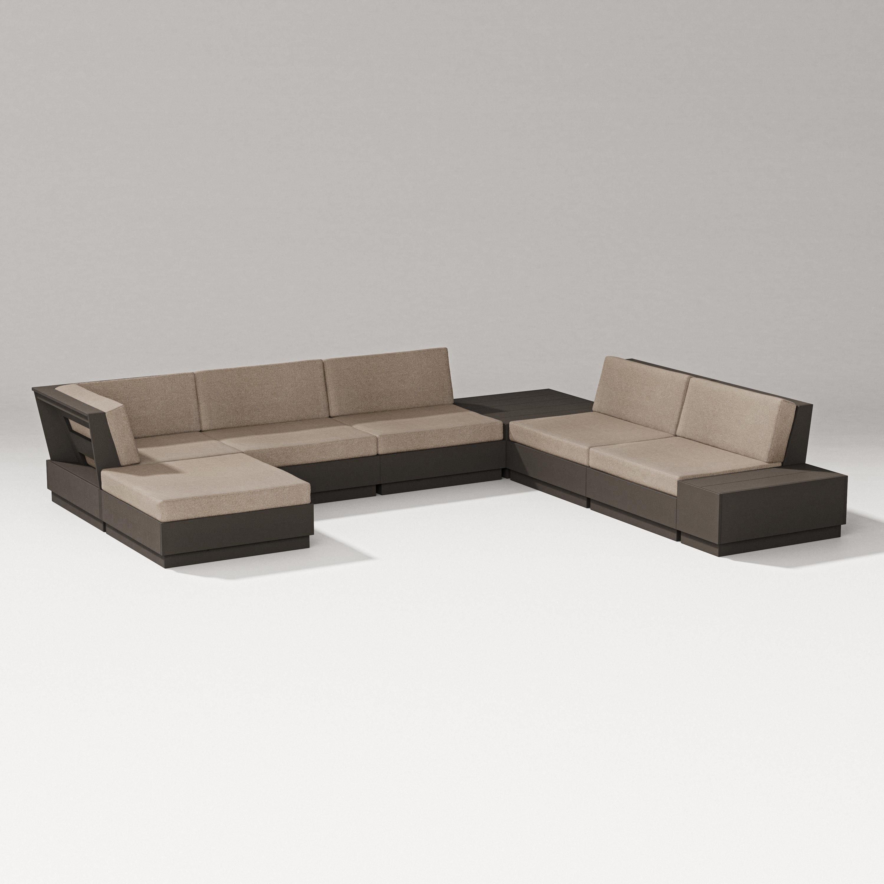 PW Designer Series Elevate 8-Piece Corner Sectional in Vintage Coffee / Spiced Burlap
