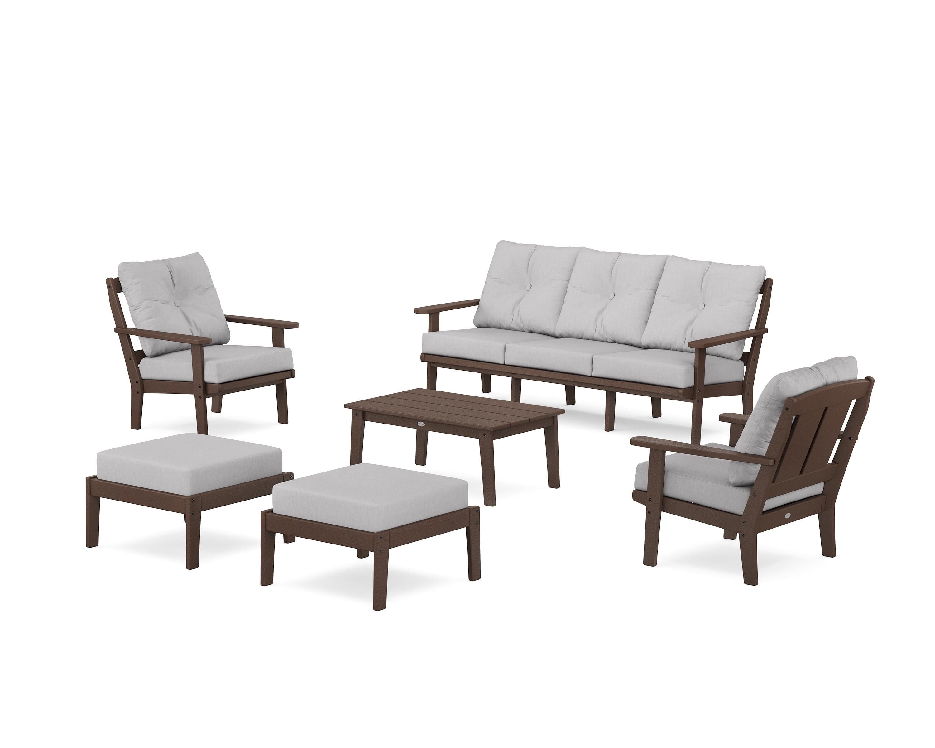 POLYWOOD Mission 6-Piece Lounge Sofa Set in Mahogany / Granite