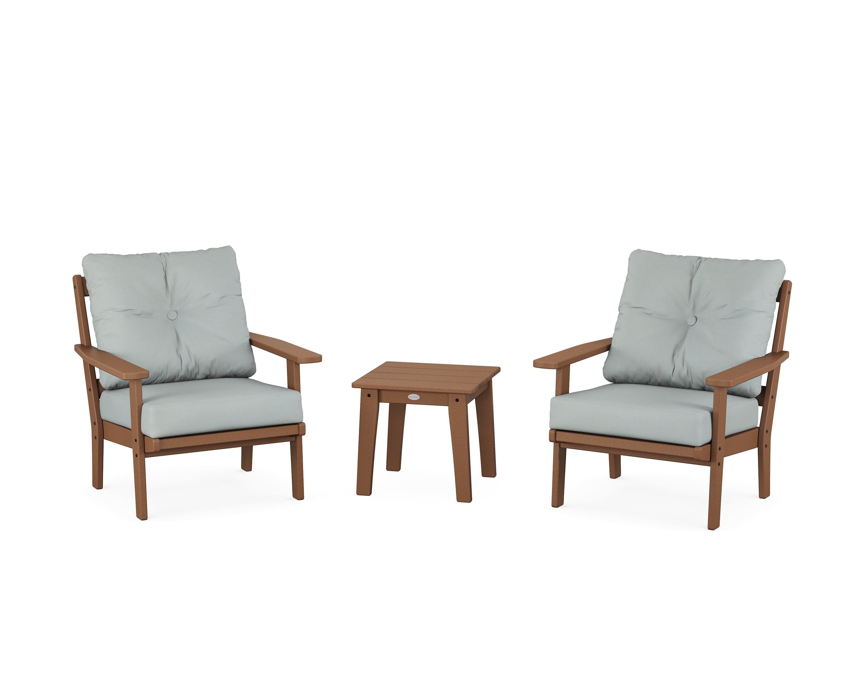 POLYWOOD Oxford 3-Piece Deep Seating Set in Teak / Spa