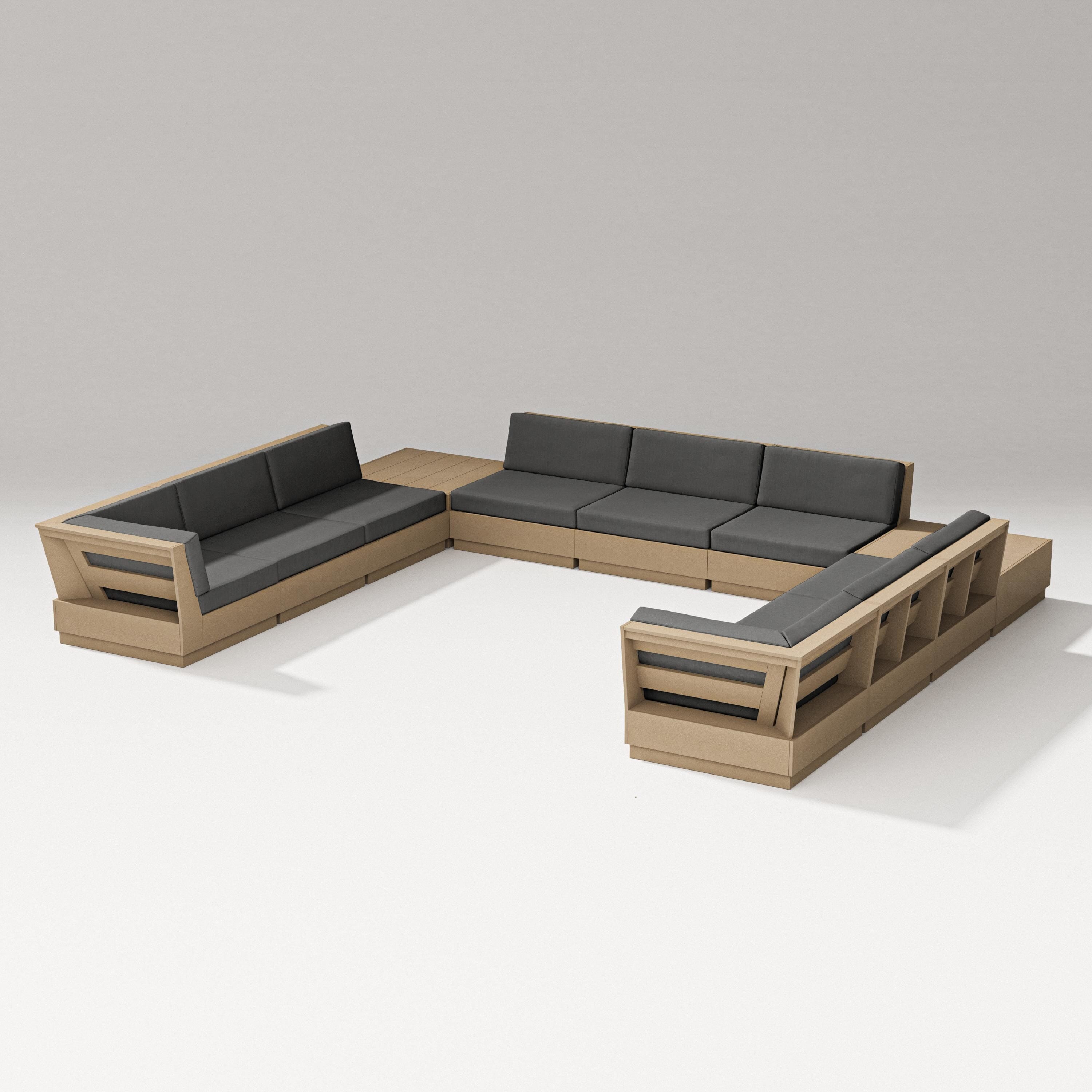 PW Designer Series Elevate 11-Piece U-Shaped Sofa Sectional in Vintage Sahara / Spectrum Carbon