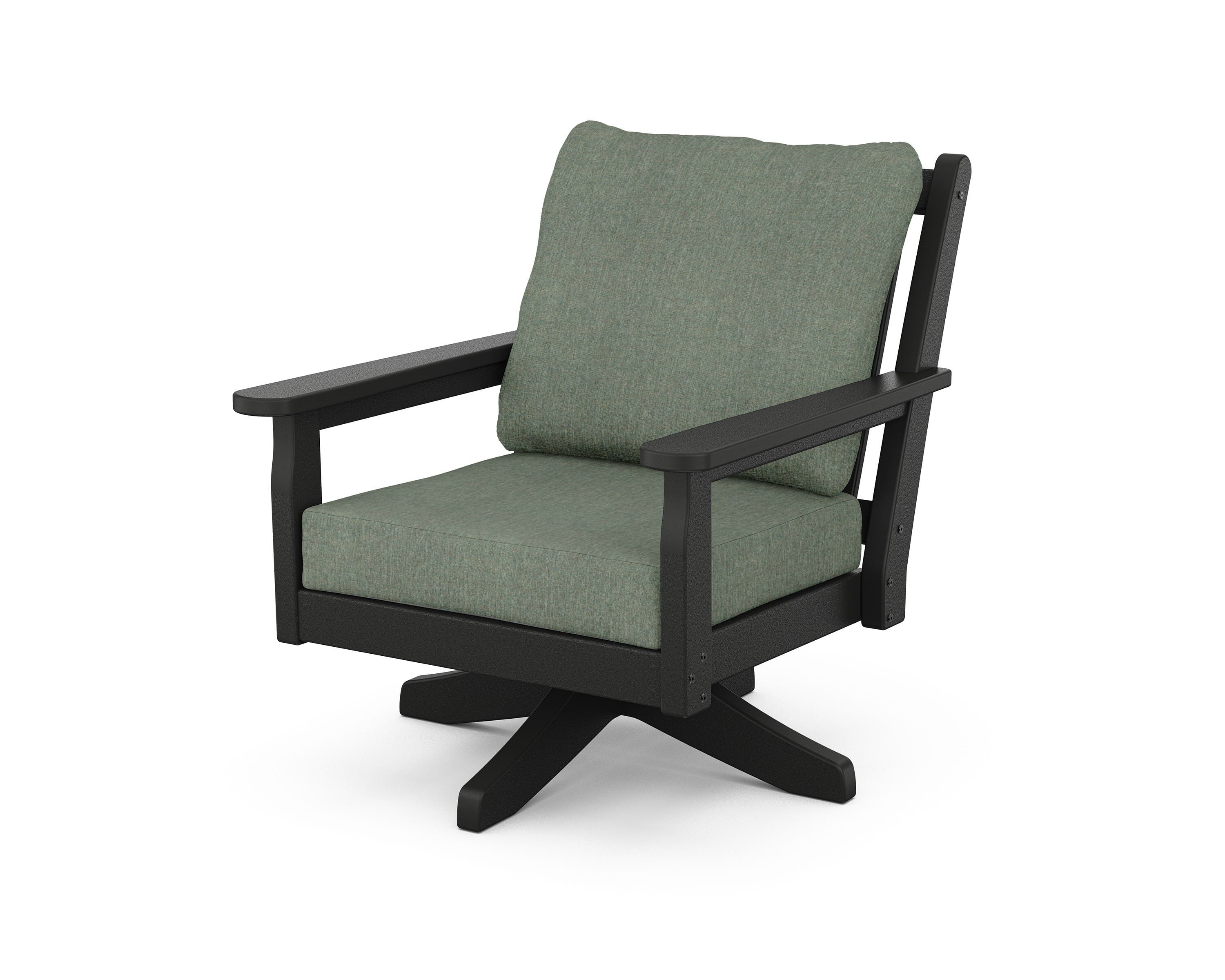 POLYWOOD Chippendale Deep Seating Swivel Chair in Black / Cast Sage