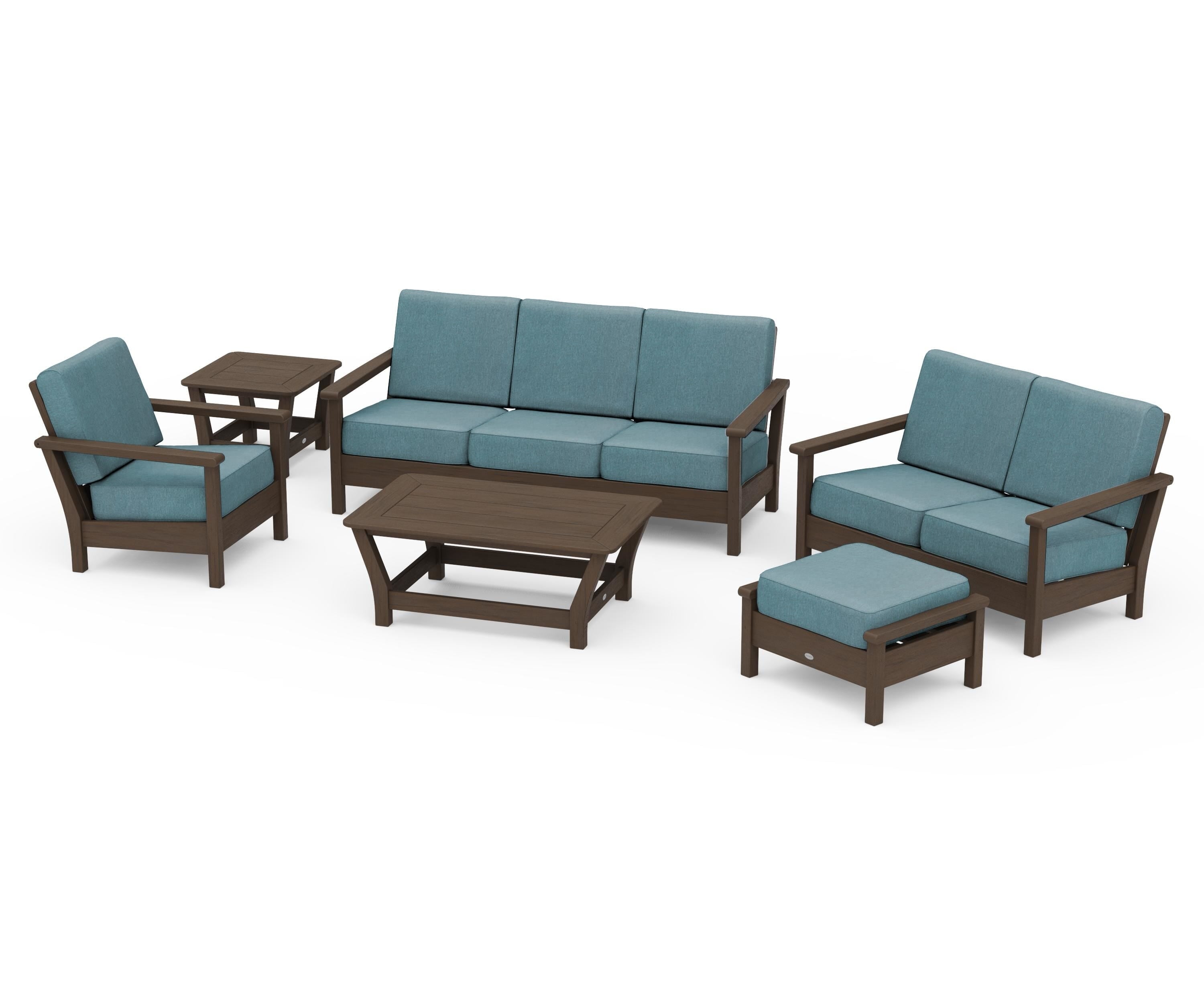 POLYWOOD Harbour 6-Piece Outdoor Living Set in Kona / Ocean Teal