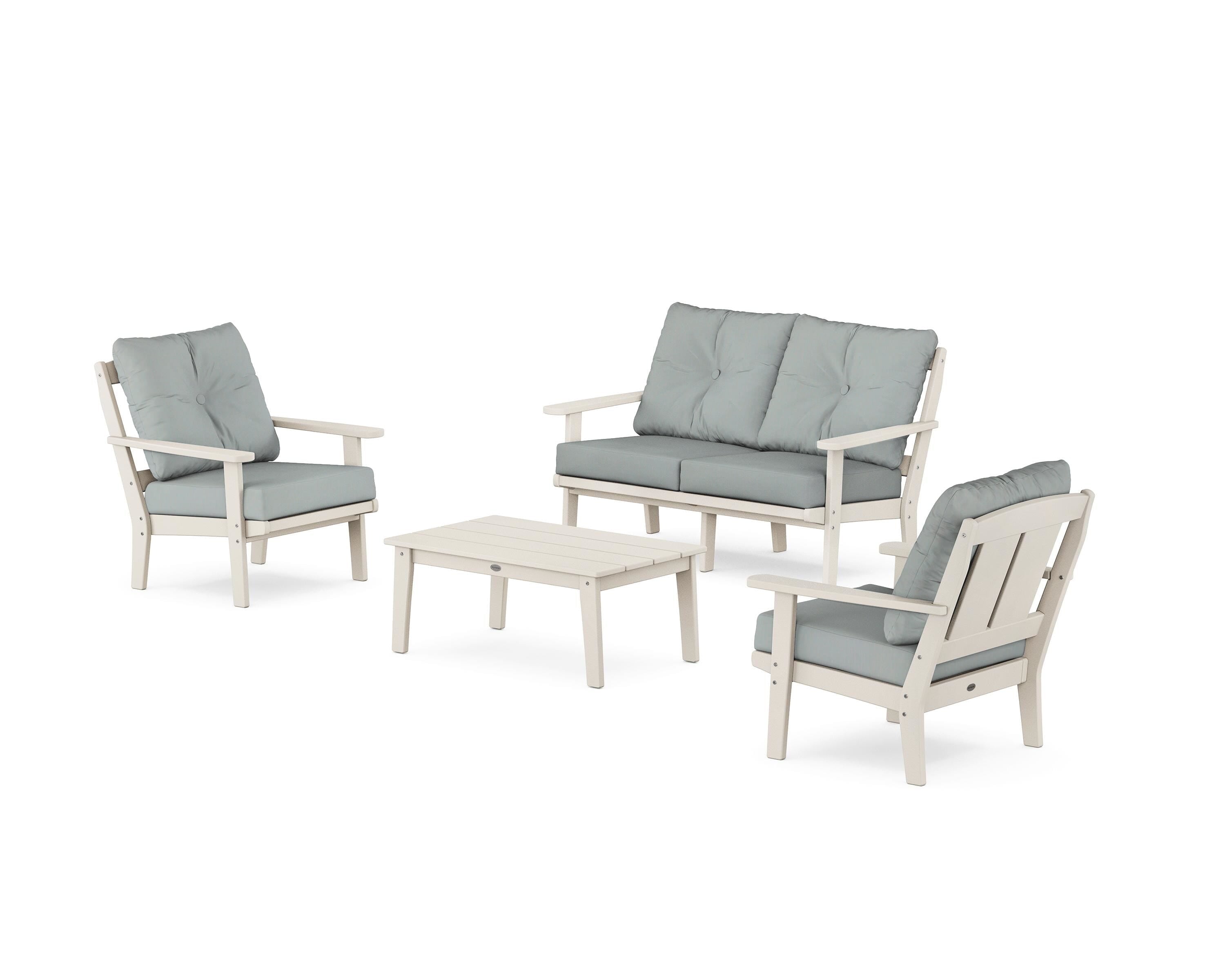 POLYWOOD Mission 4-Piece Deep Seating Set with Loveseat in Sand / Spa