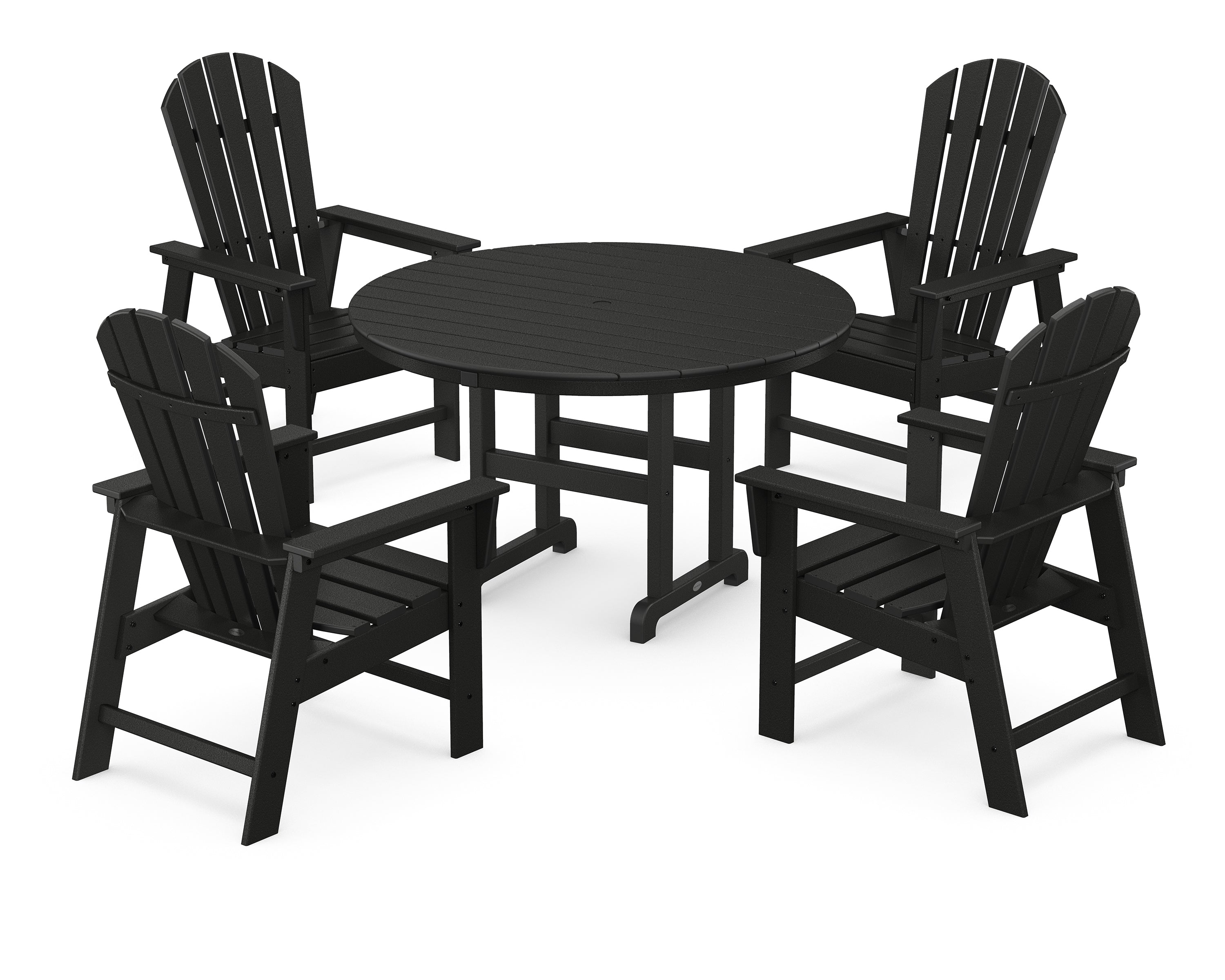 POLYWOOD® South Beach 5-Piece Round Farmhouse Dining Set in Black