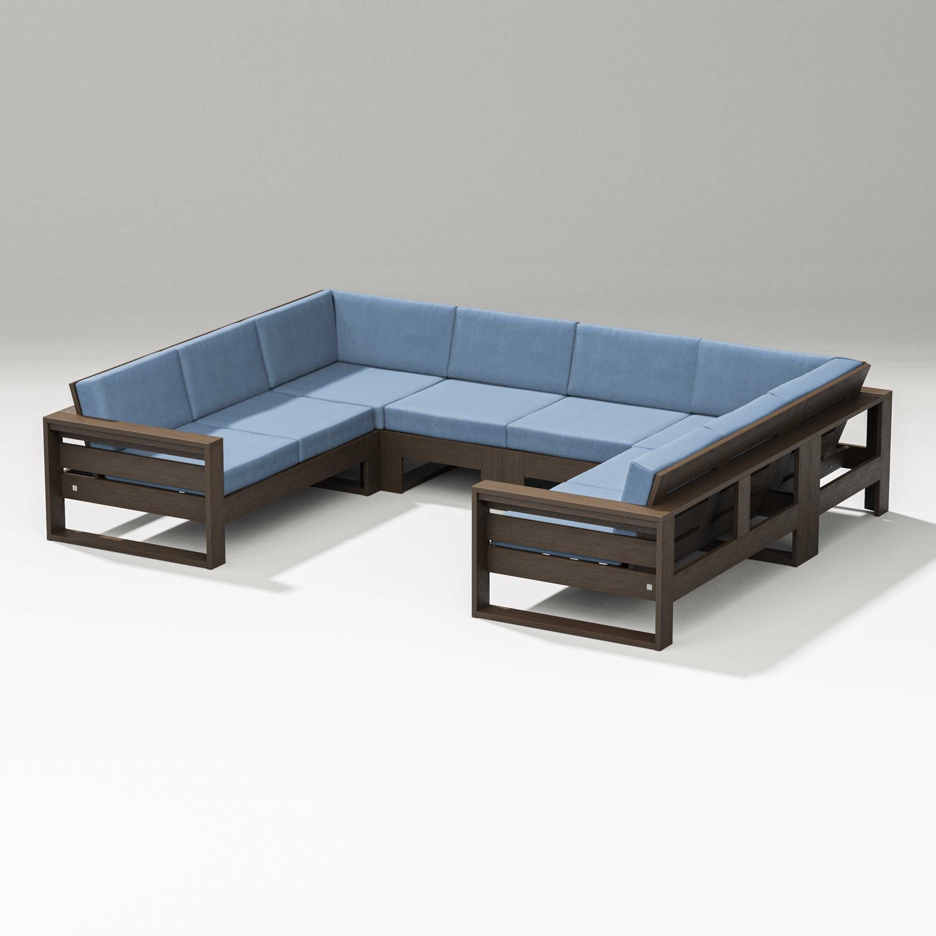 PW Designer Series Latitude U-Shaped Sectional in Kona / Sky Blue