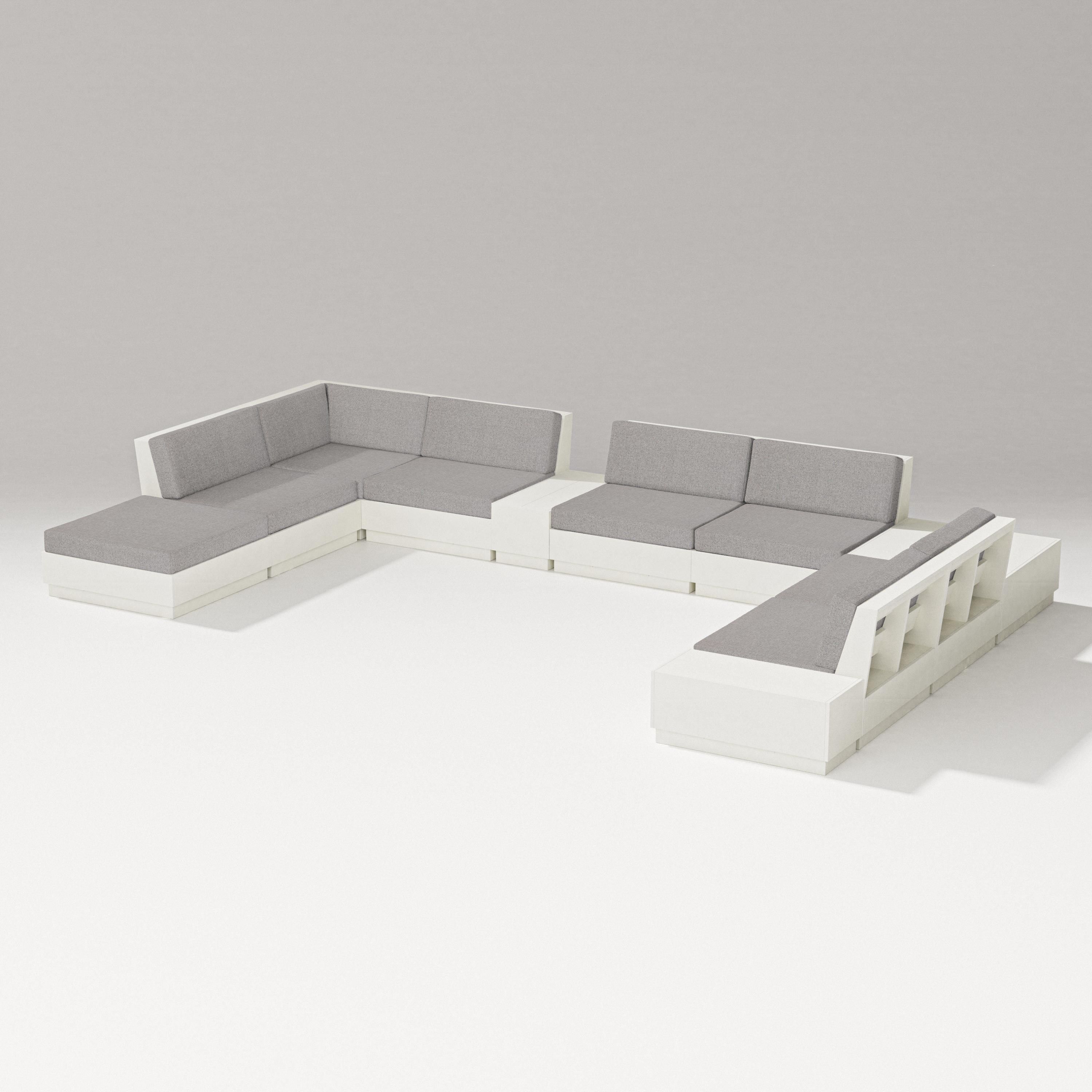 PW Designer Series Elevate 11-Piece Conversation Sectional Set in Vintage White / Grey Mist