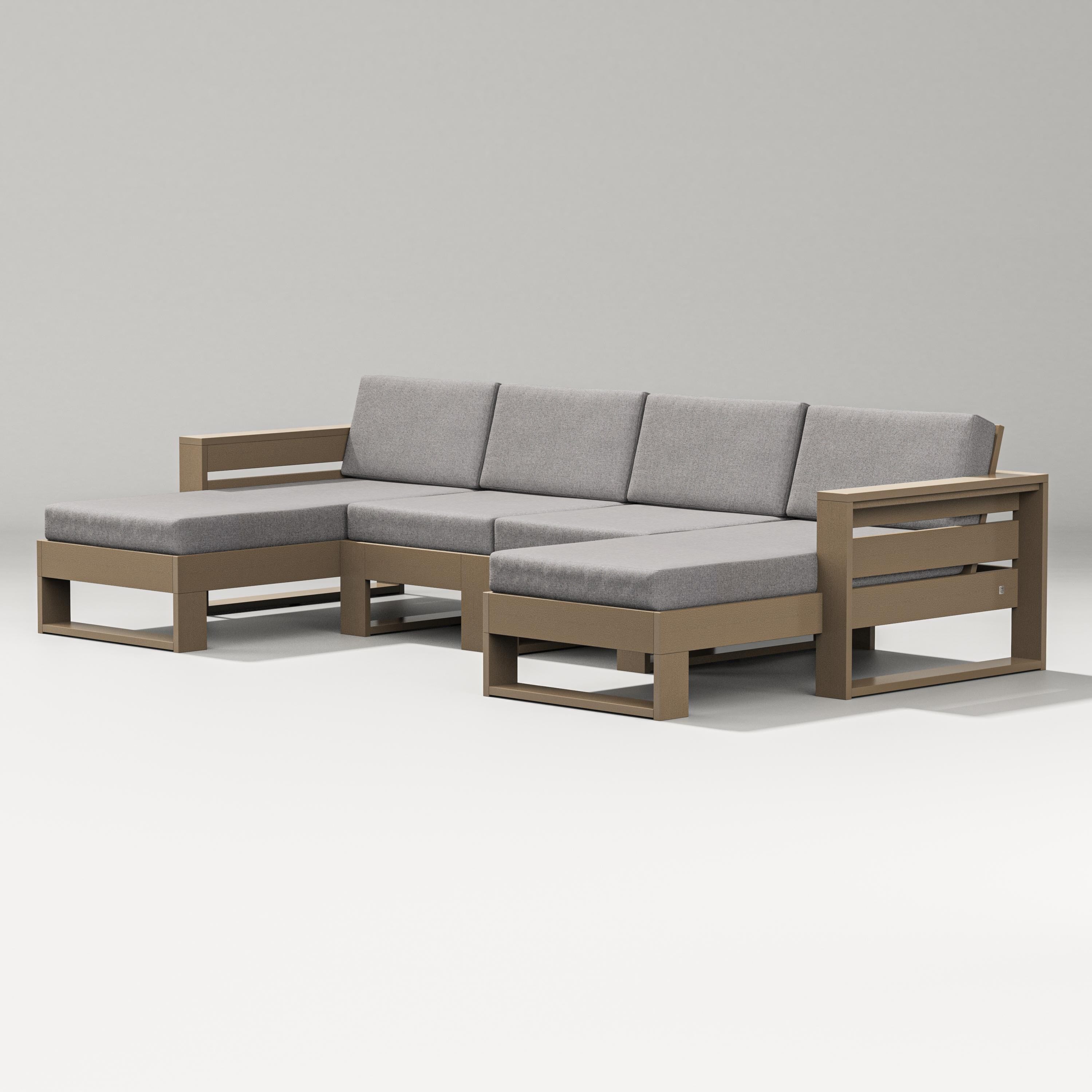 PW Designer Series Latitude Double Chaise Sectional in Vintage Sahara / Grey Mist
