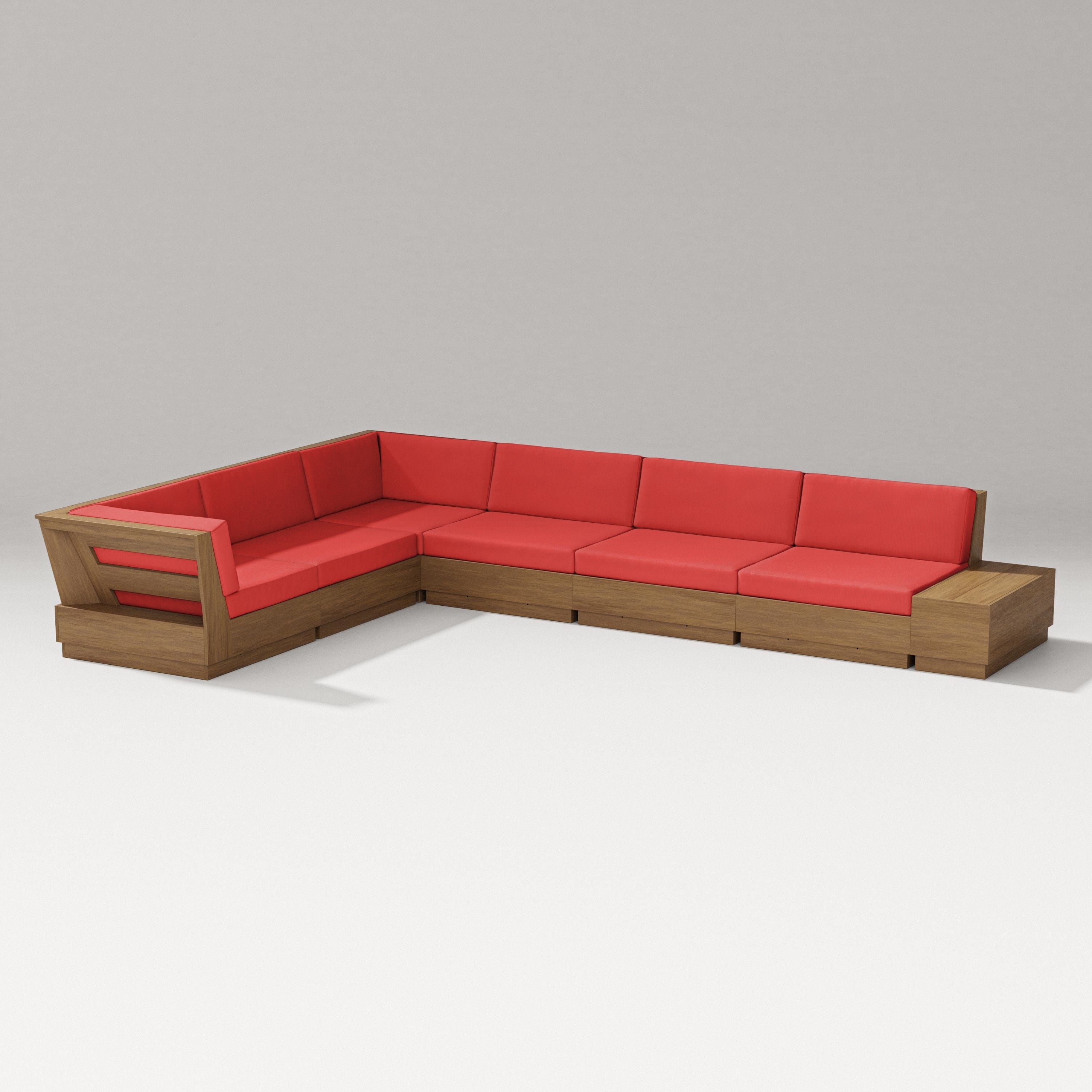 PW Designer Series Elevate 7-Piece Corner Sectional in Natural / Crimson Linen