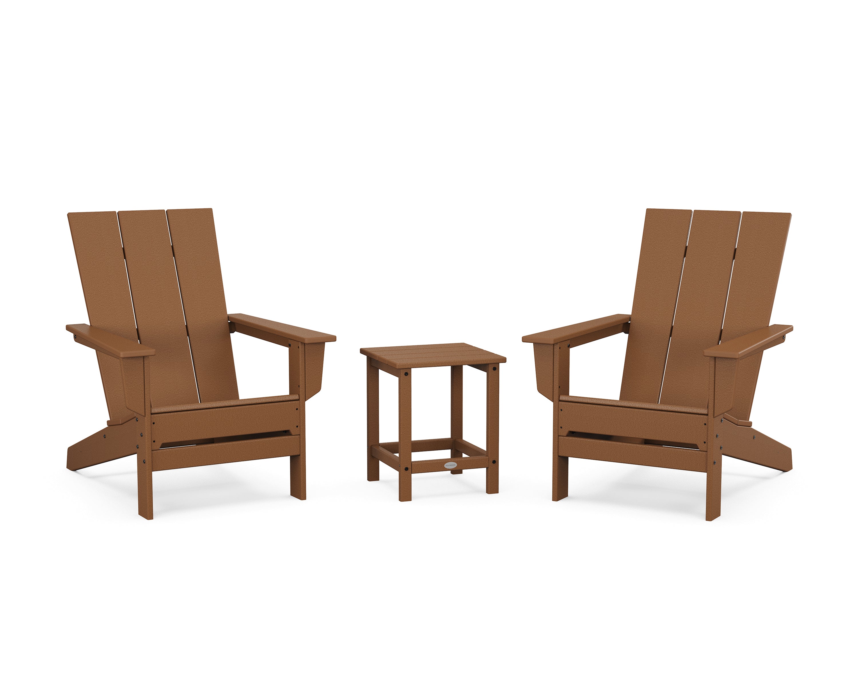 POLYWOOD® 3-Piece Modern Studio Adirondack Set in Teak