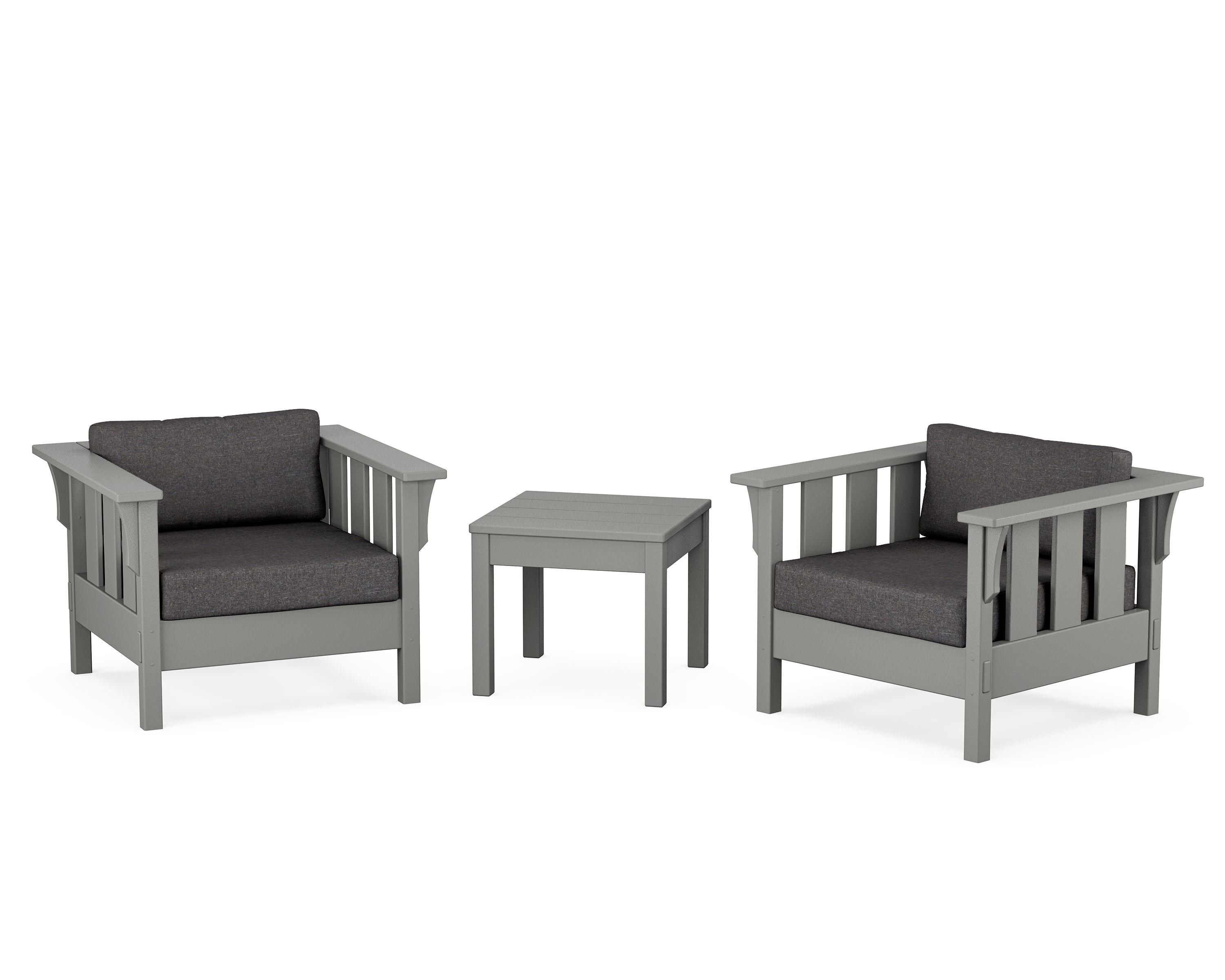Martha Stewart by POLYWOOD Acadia 3-Piece Deep Seating Set in Slate Grey / Ash Charcoal