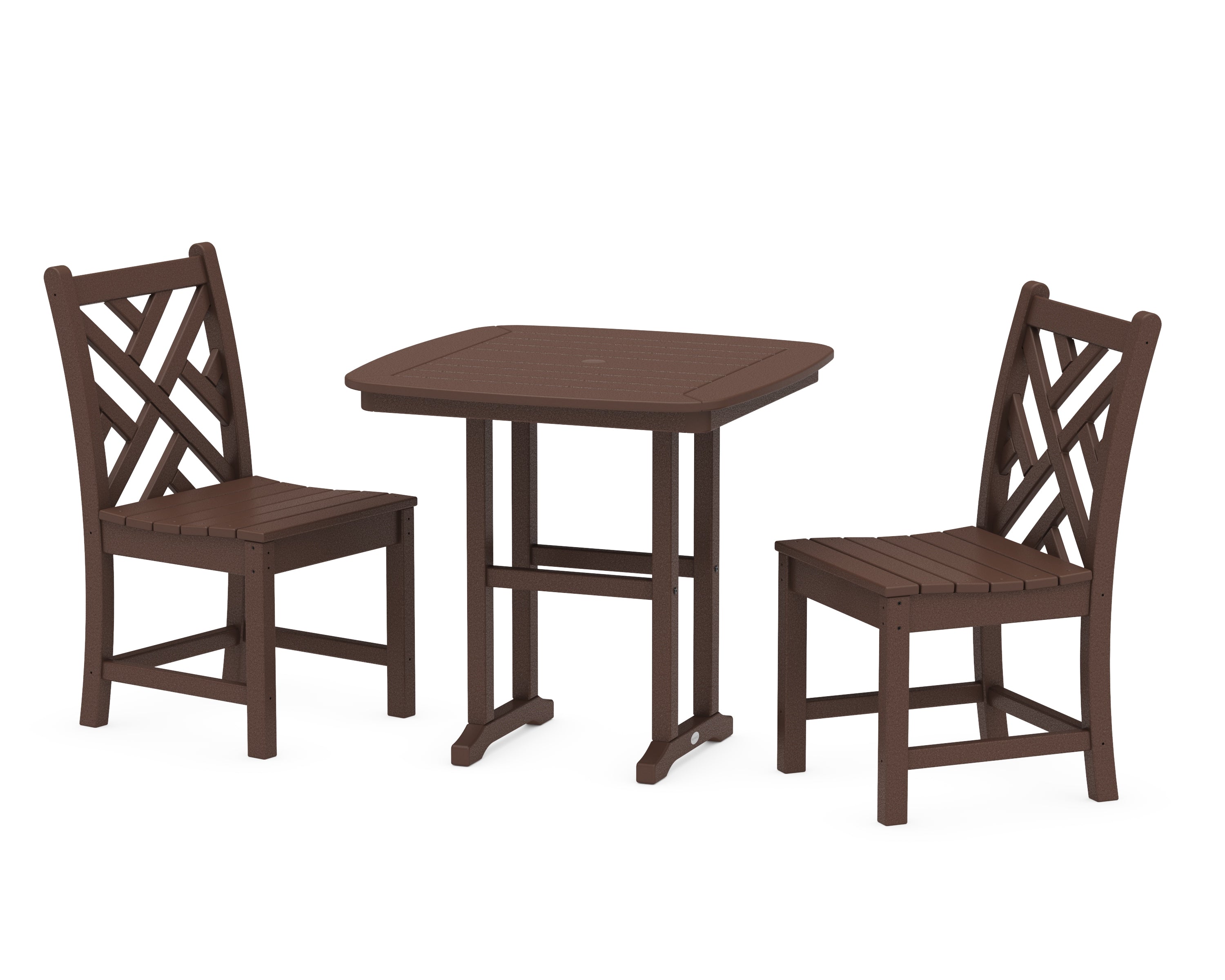 POLYWOOD Chippendale Side Chair 3-Piece Dining Set in Mahogany