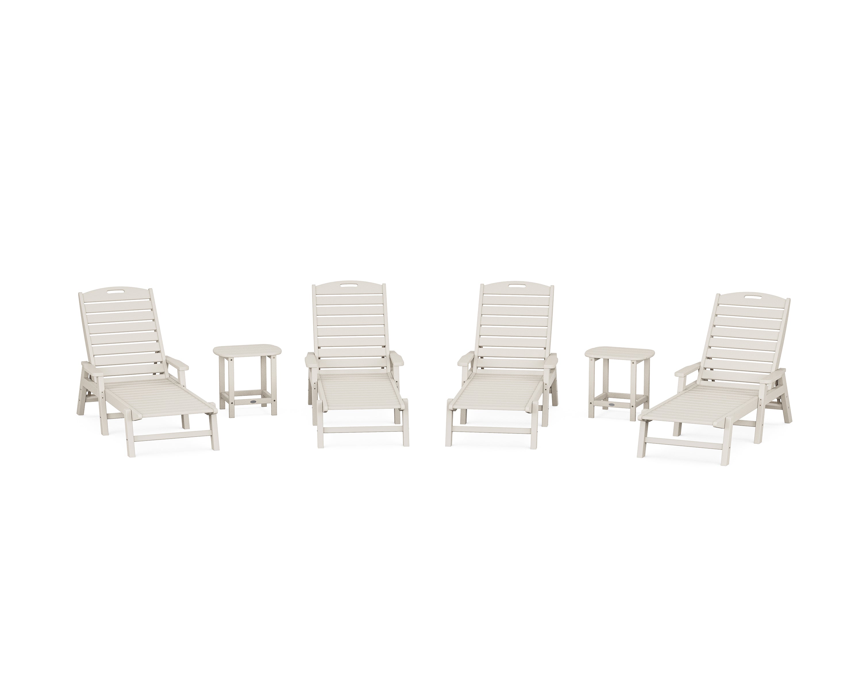 POLYWOOD Nautical Chaise 6-Piece Set with Arms in Sand